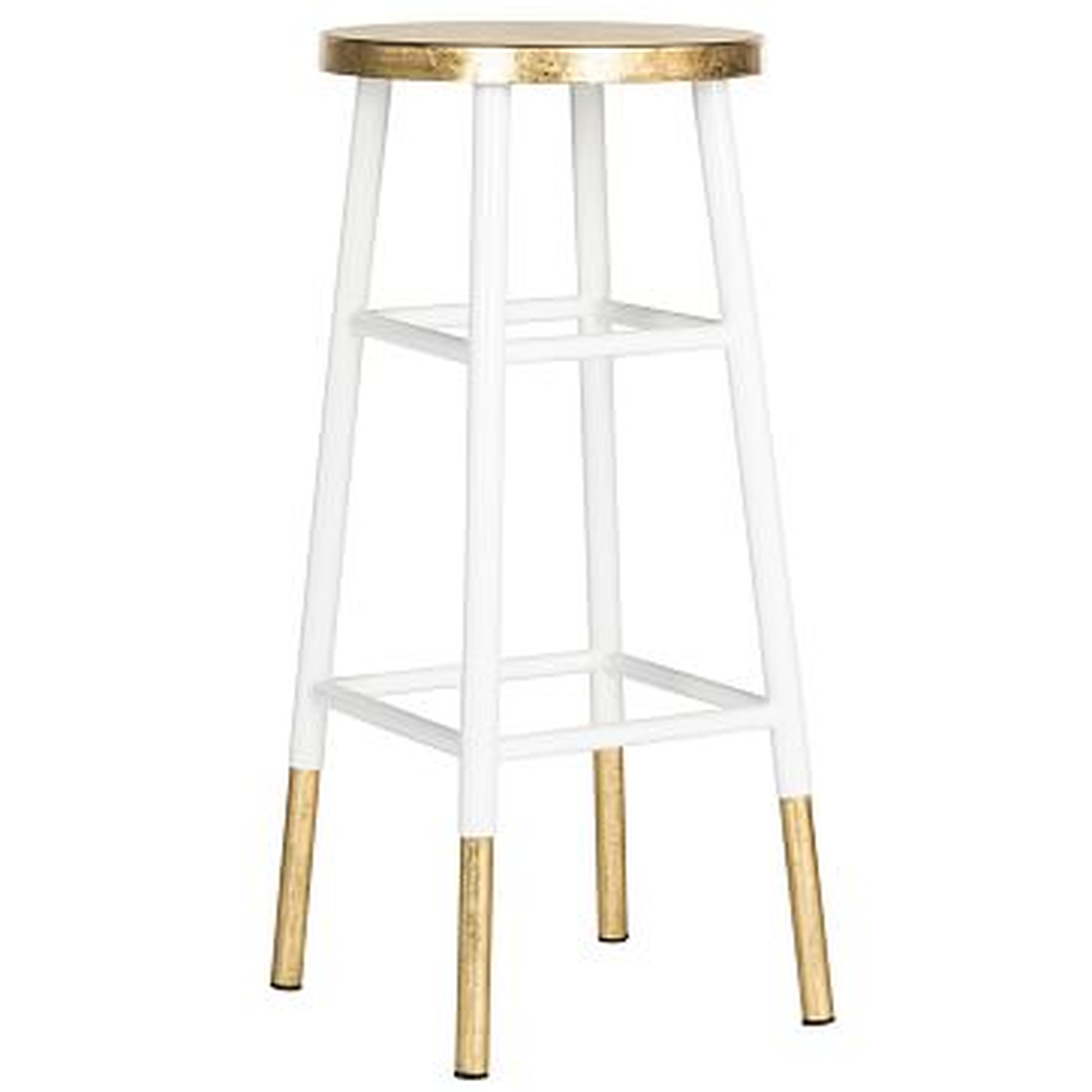 Gold Dipped Iron Bar Stool, White, Gold - West Elm