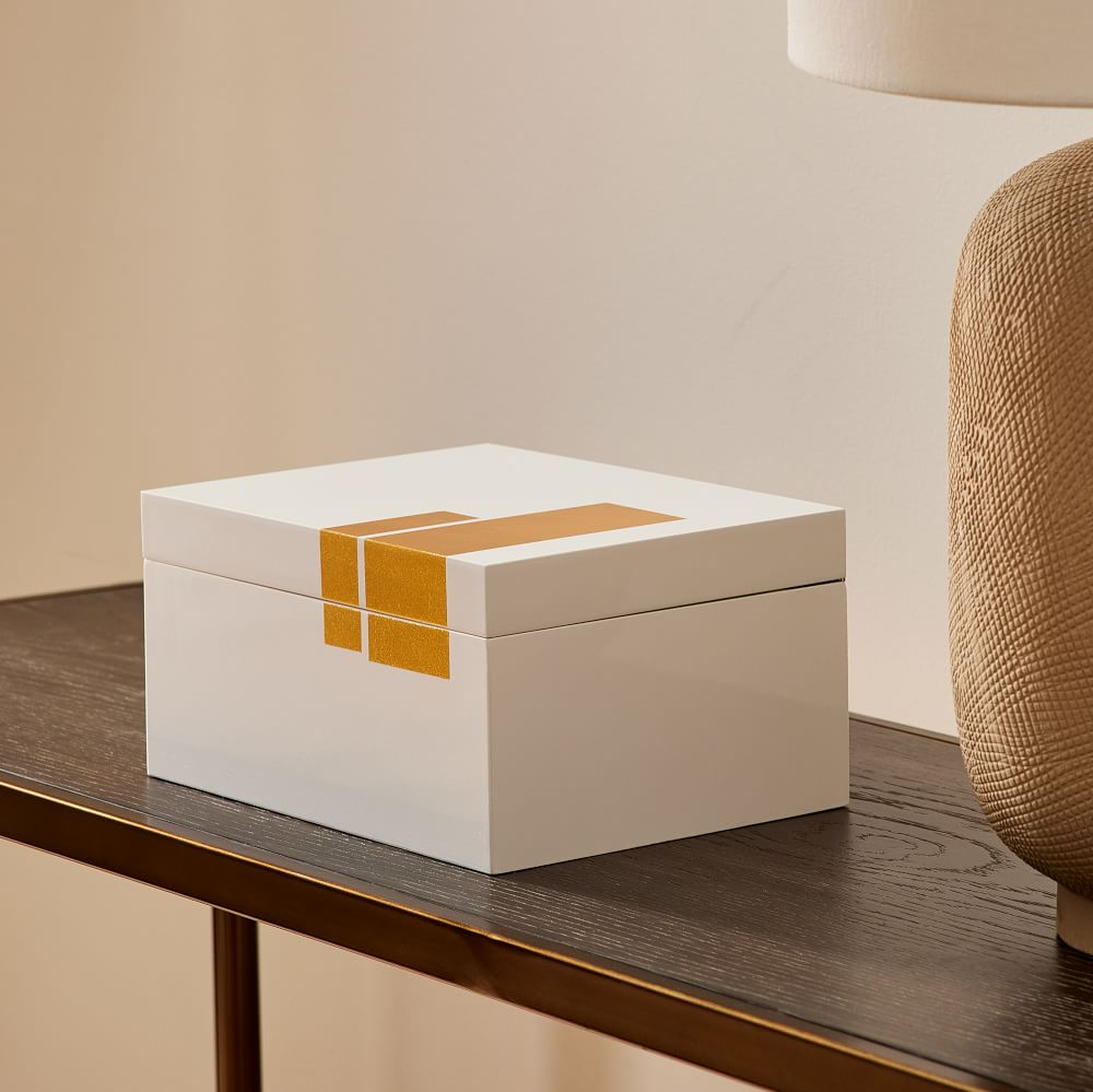 Luxe Lacquer Box, White/Gold - West Elm