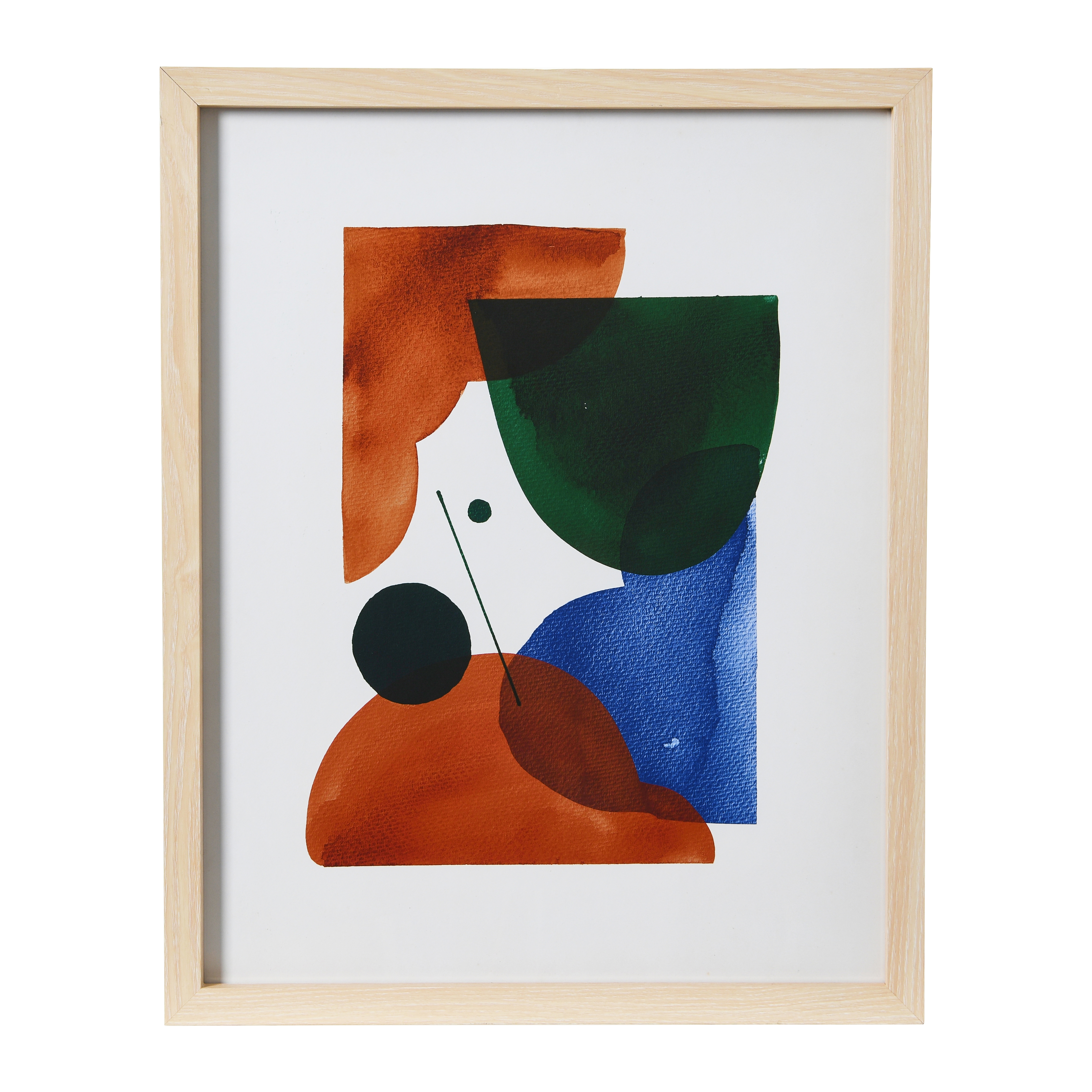 Abstract Geometric Print with Solid Wood Frame and Glass Cover - Creative Co-Op
