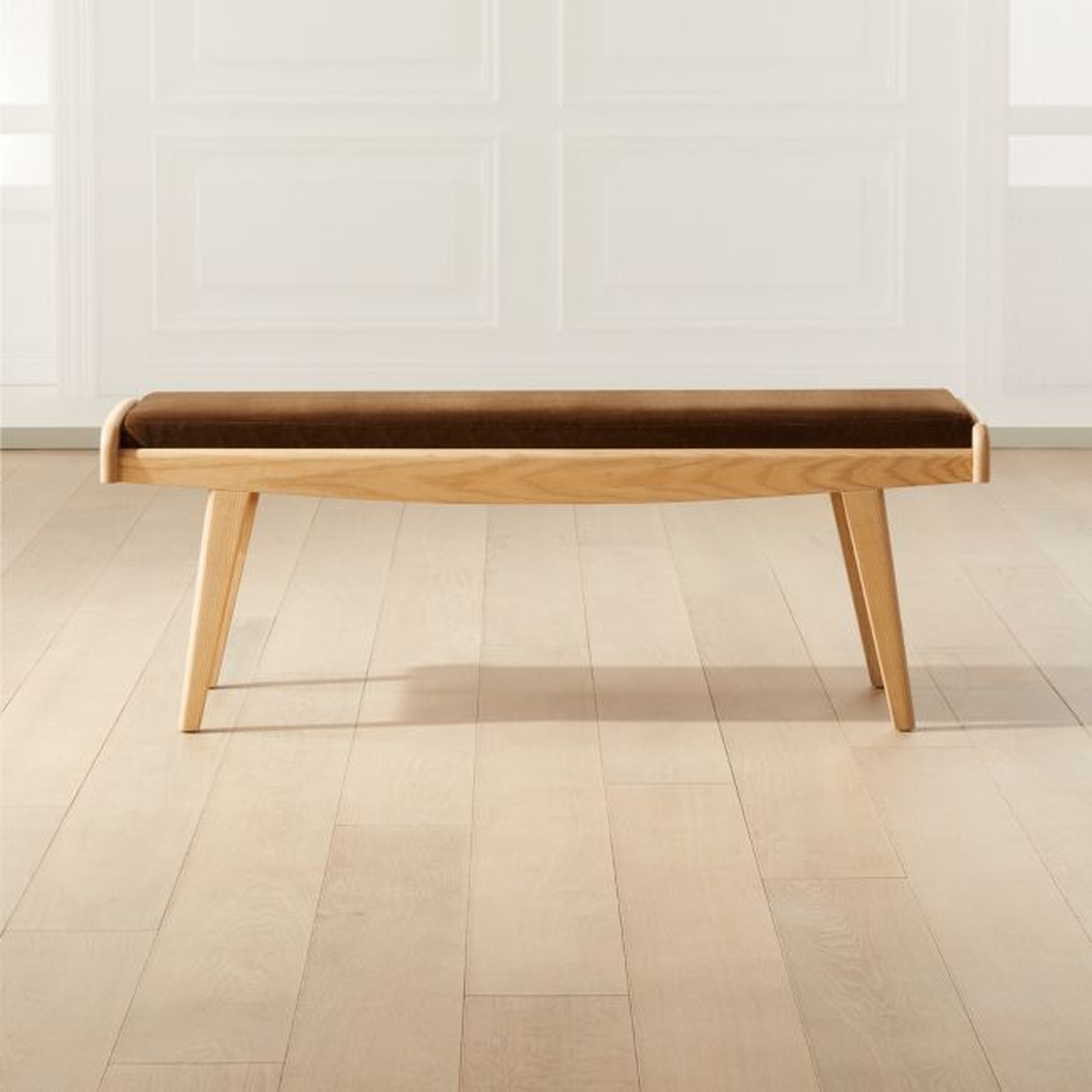 Chord Faux Mohair and Natural Wood Bench - CB2