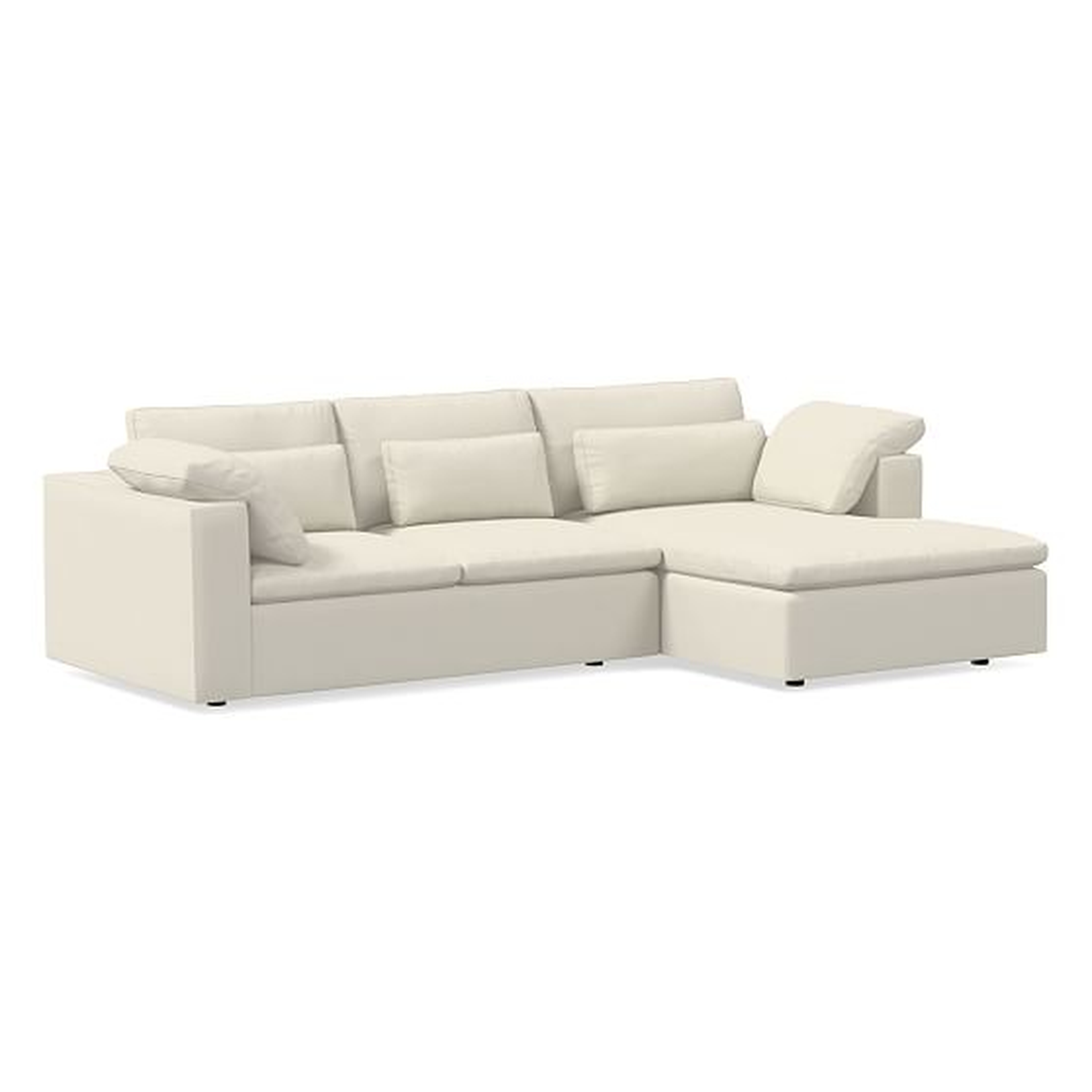 Harmony Modular Sectional Set 06: Left Arm Sofa &amp; Right Arm Chaise, Down, Luxe Boucle, Stone White - West Elm