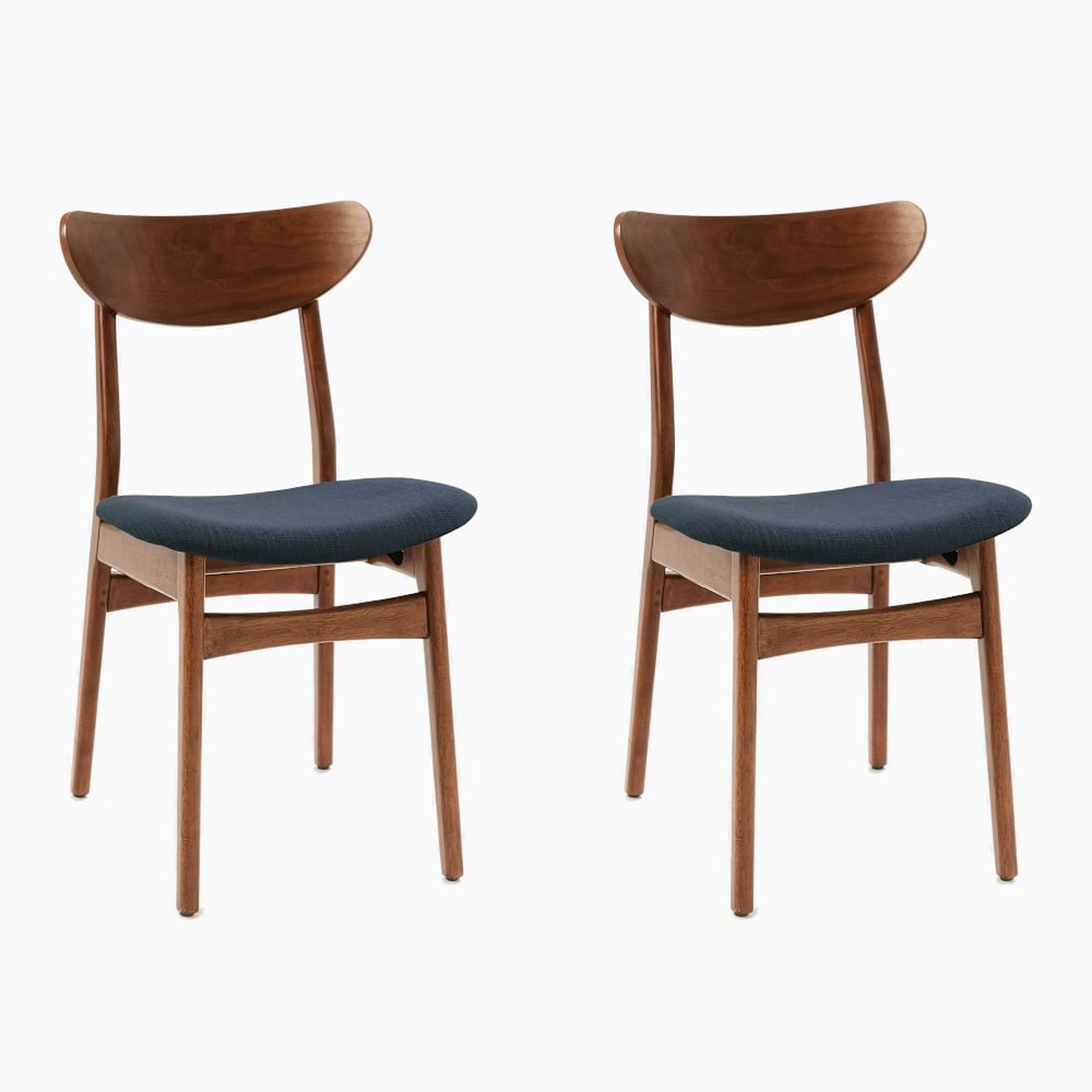 Classic Cafe Upholstered Dining Chair, Nightshade, Walnut, Set of 2 - West Elm