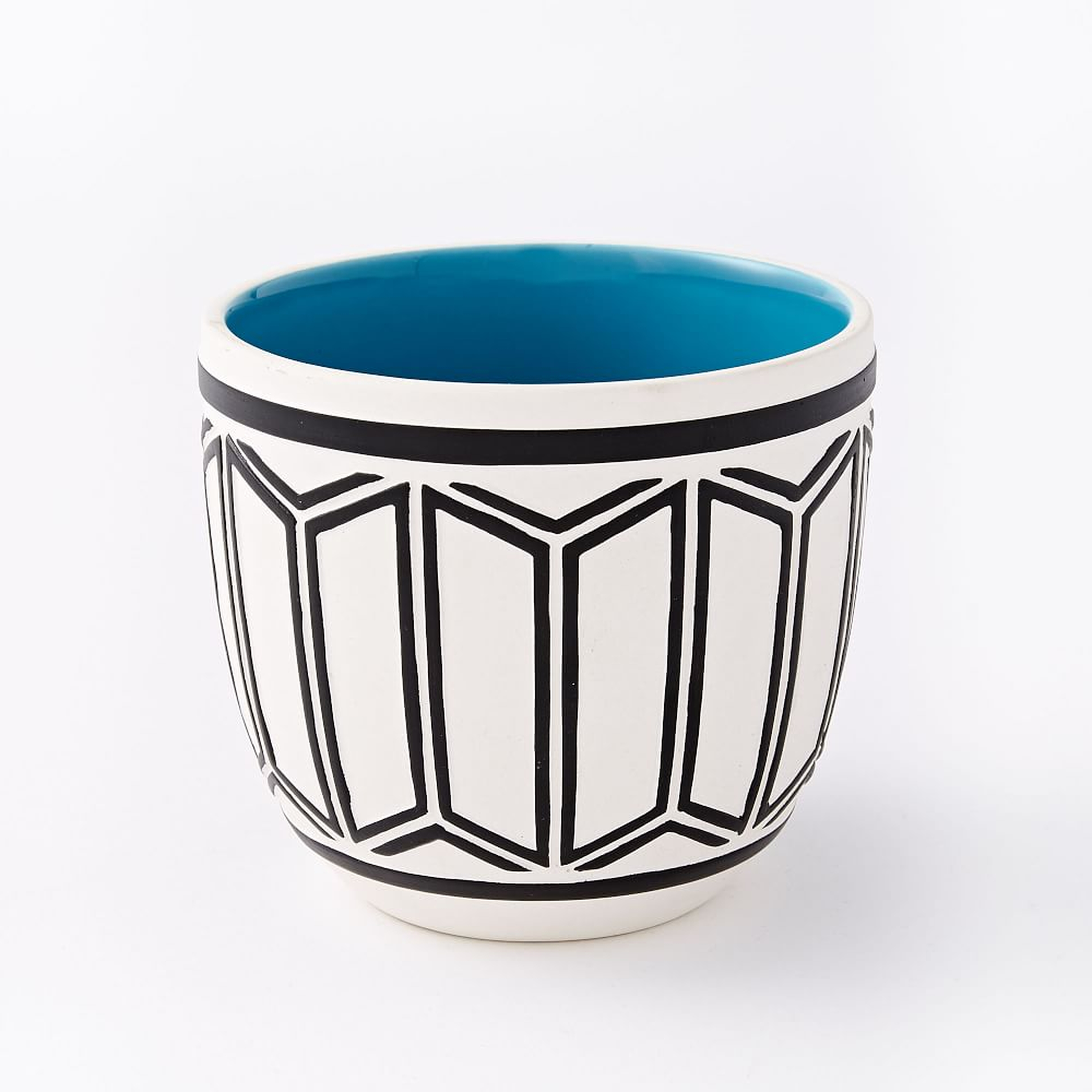 Art in the Forest Cachepot, Scallop/Teal, 4" - West Elm