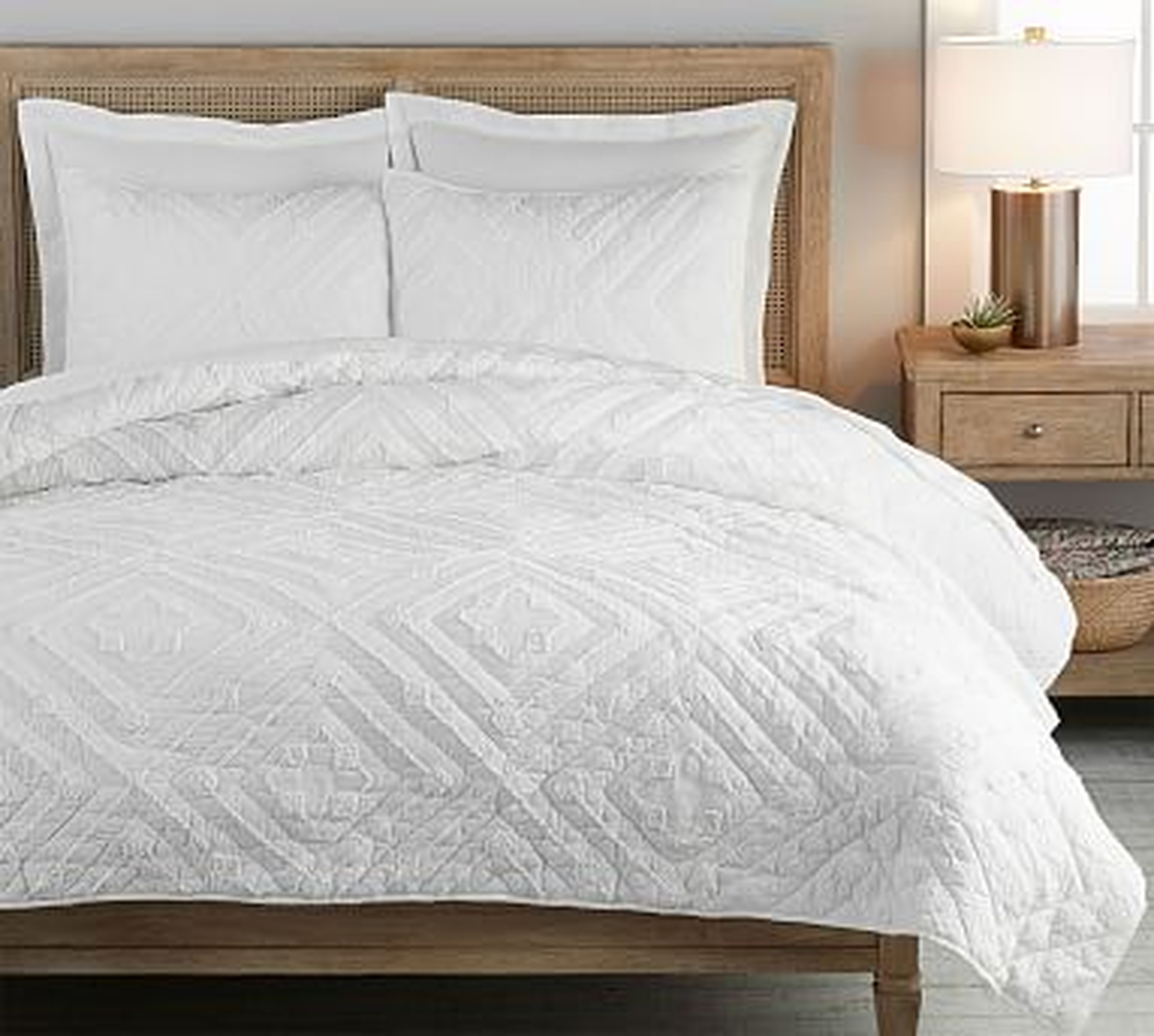 Diamond Candlewick Cotton Quilt, King/Cal King, White - Pottery Barn
