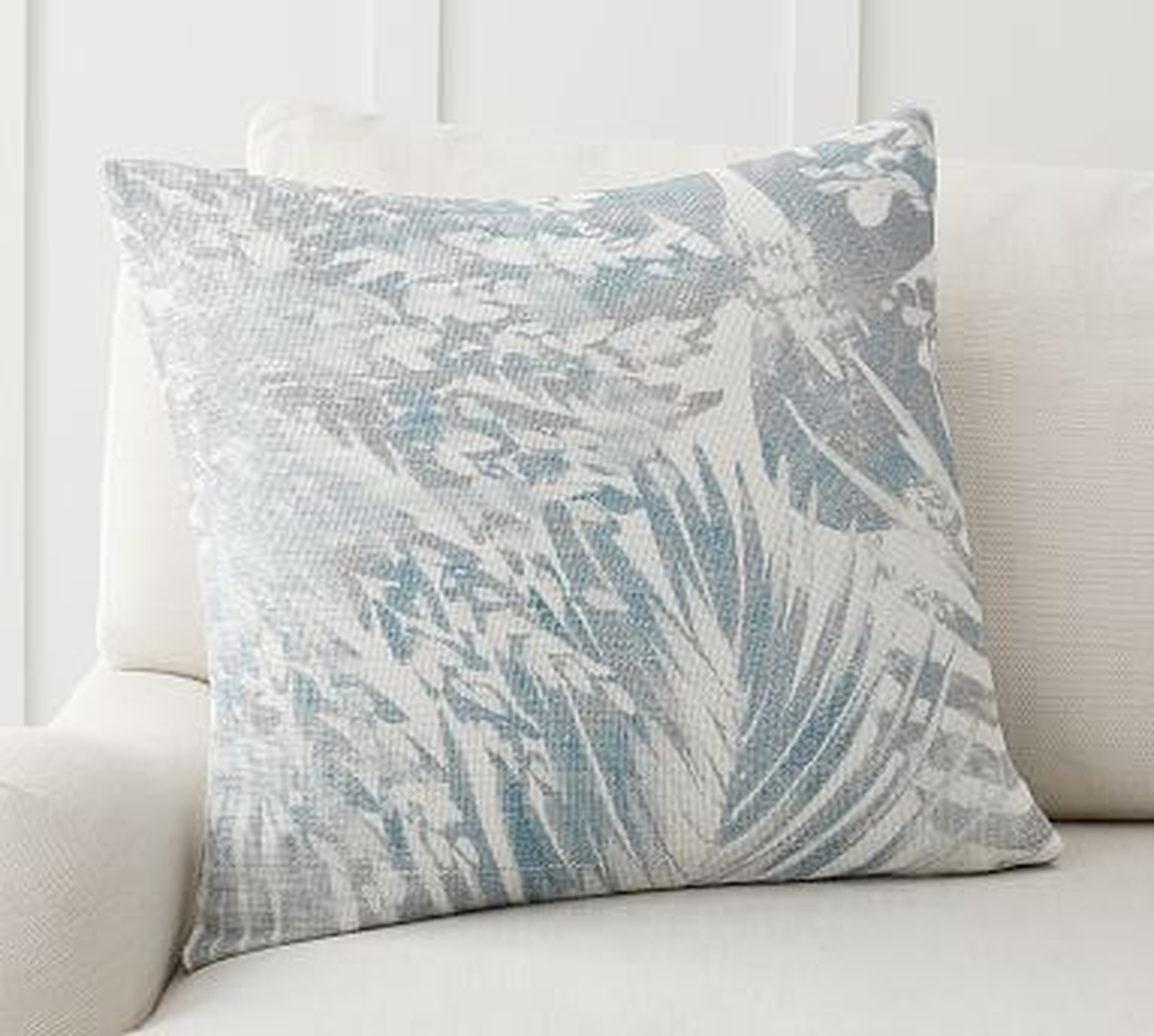 Cool Palm Printed Pillow Cover, 20 x 20", Blue Multi - Pottery Barn