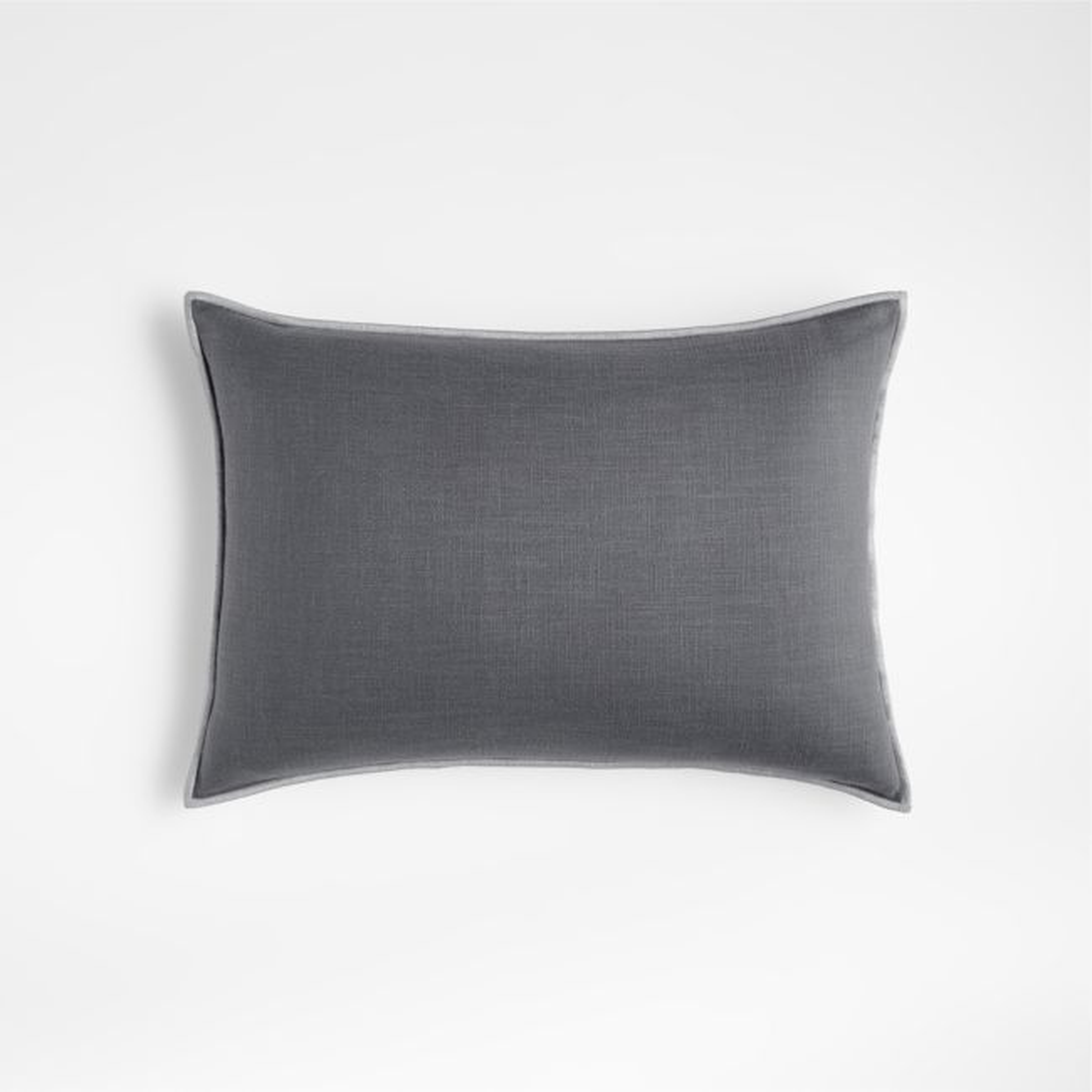 Grey 22"x15" Merrow Stitch Cotton Throw Pillow Cover - Crate and Barrel