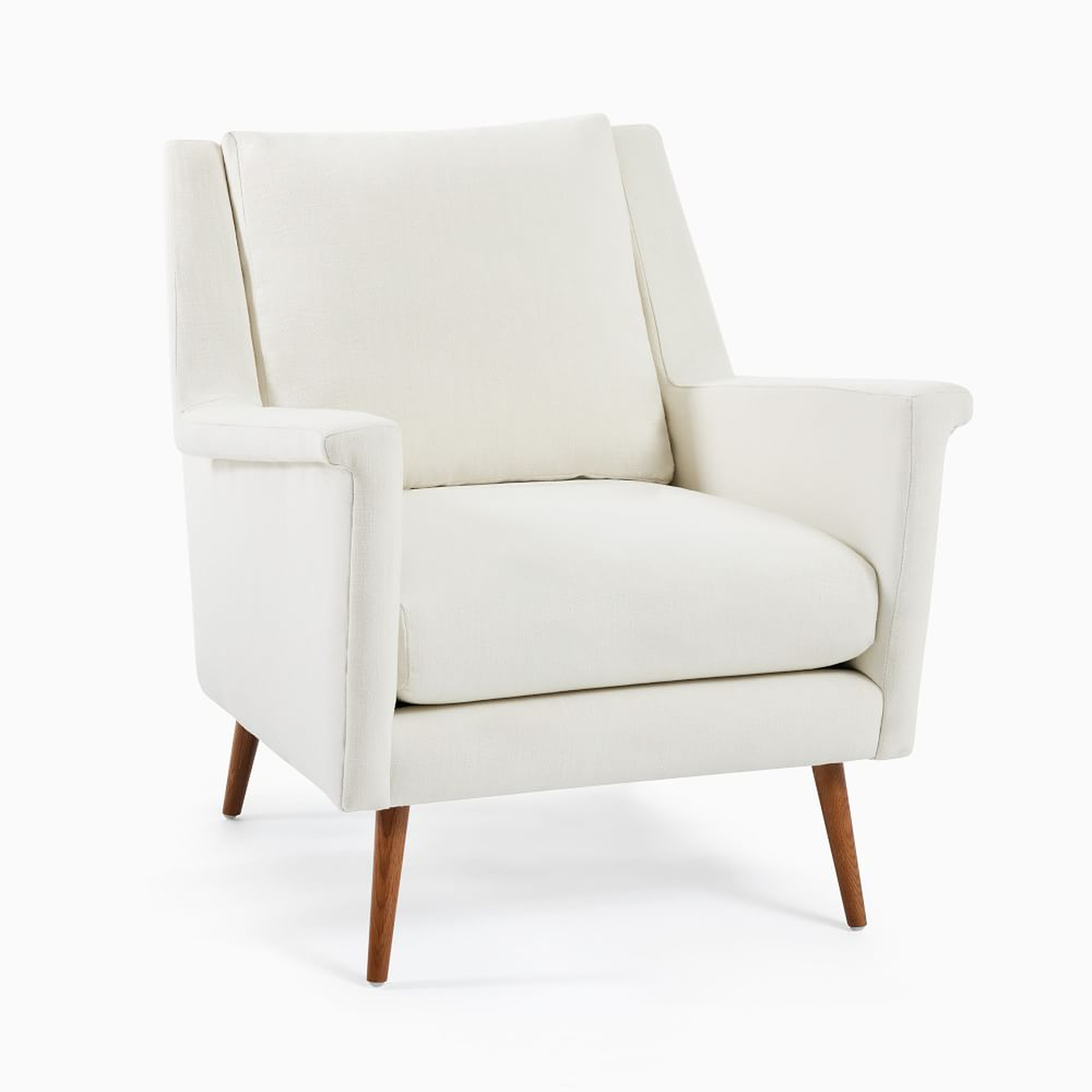 Carlo Mid-Century Chair Poly Alabaster Yarn Dyed Linen Weave Pecan - West Elm