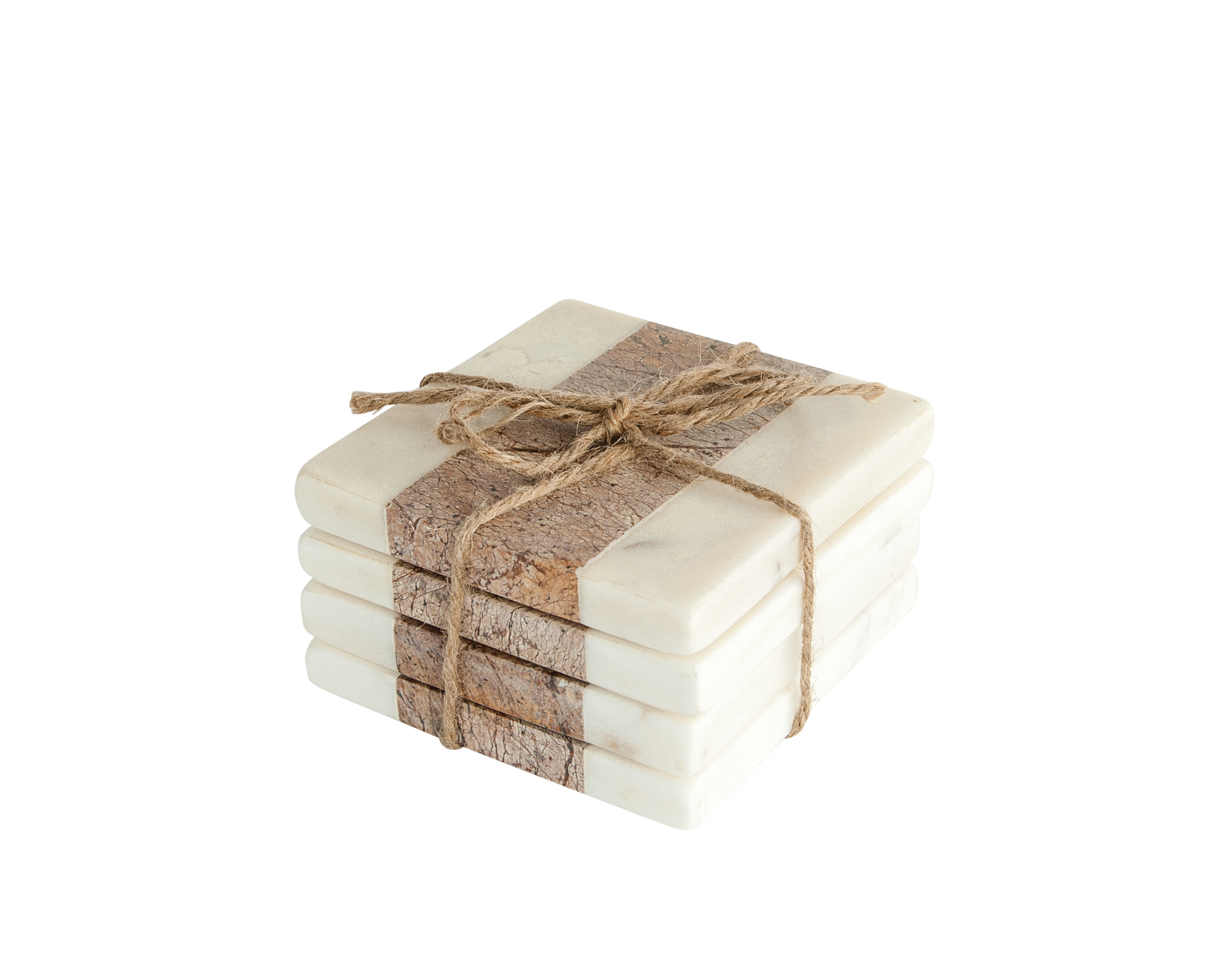 Square Marble Coasters with Jute String (Set of 4 Pieces) - Nomad Home