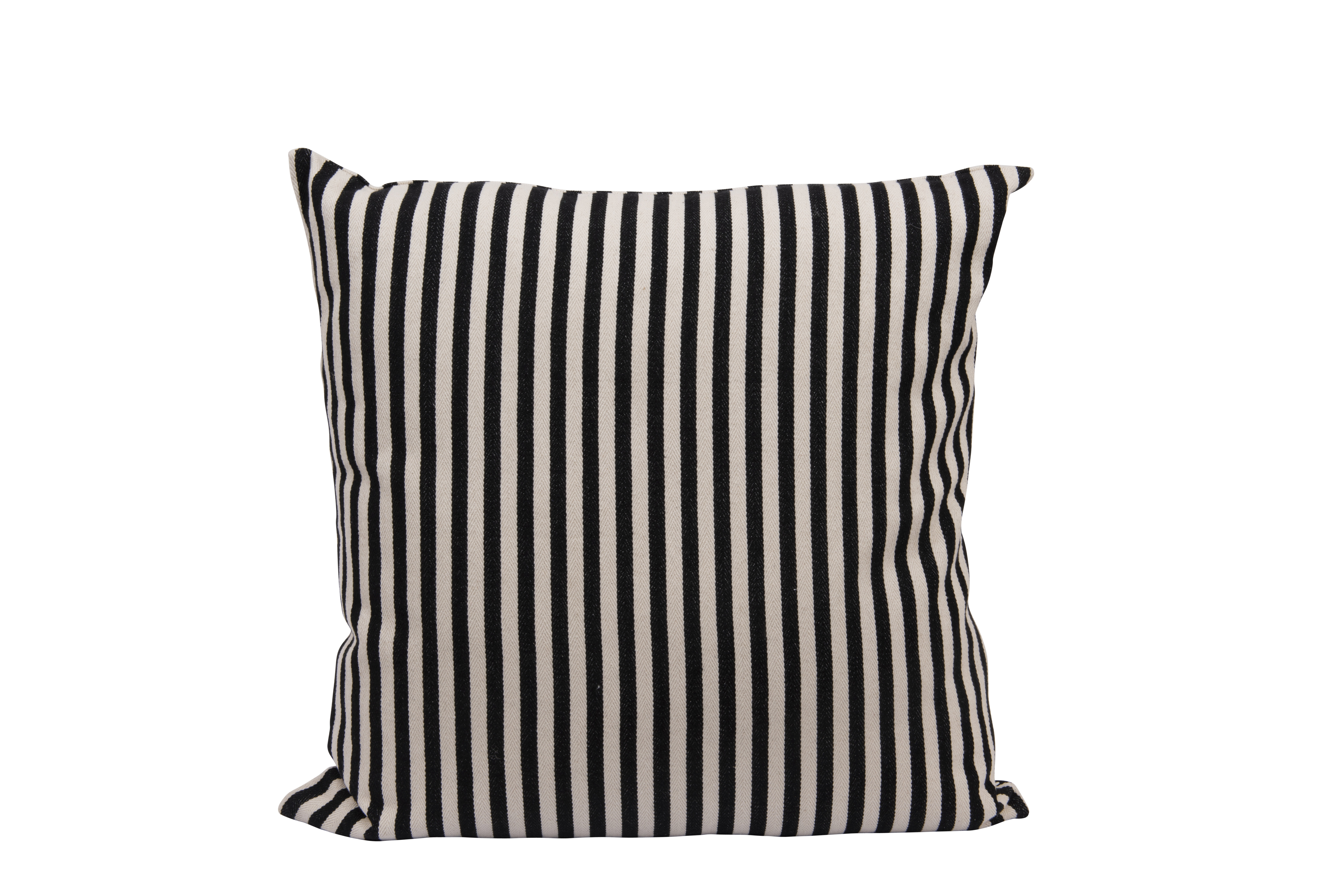 Square Cotton Woven Pillow with Black & Cream Stripes - Nomad Home