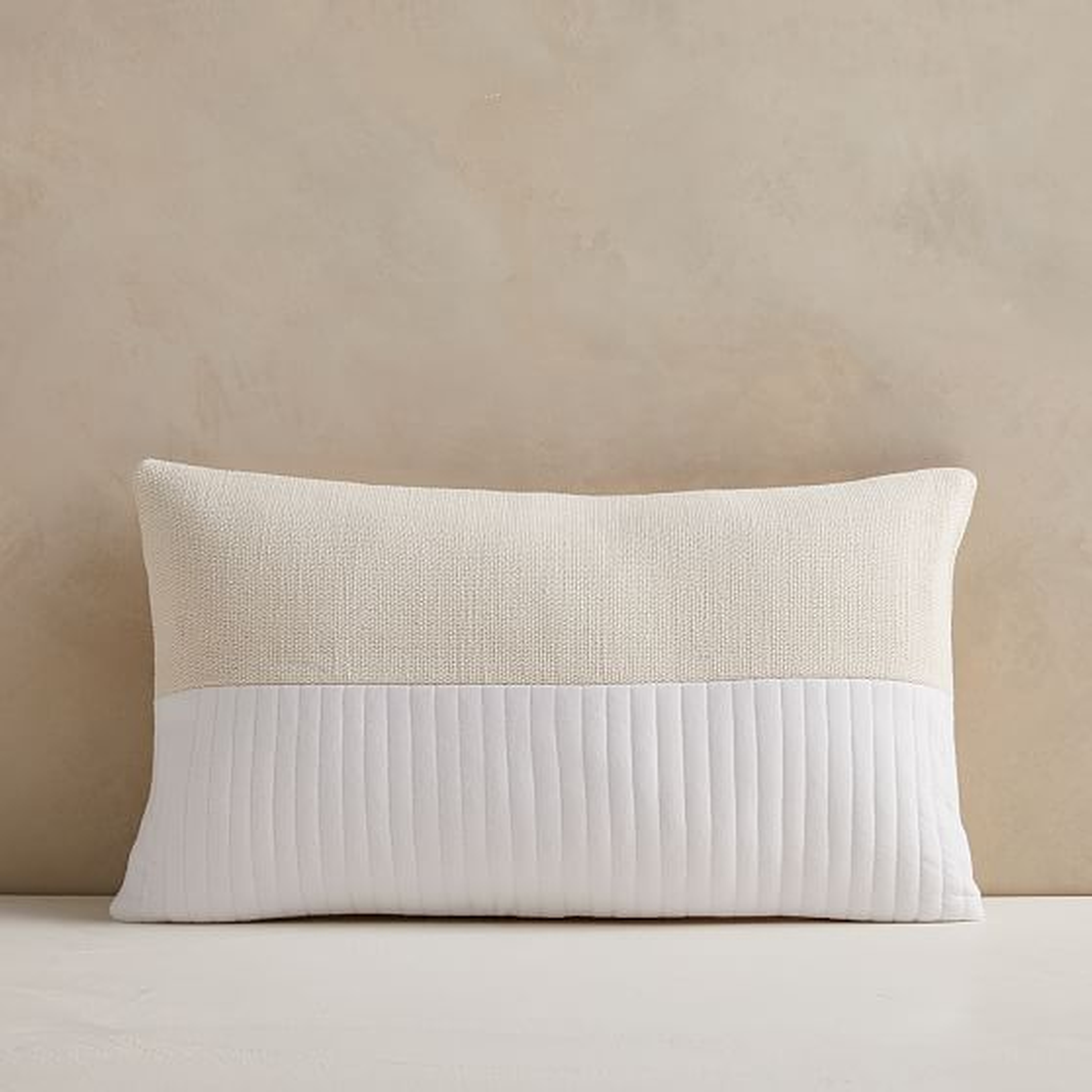 Quilted Cotton Pillow Cover, 12"x21", White - West Elm