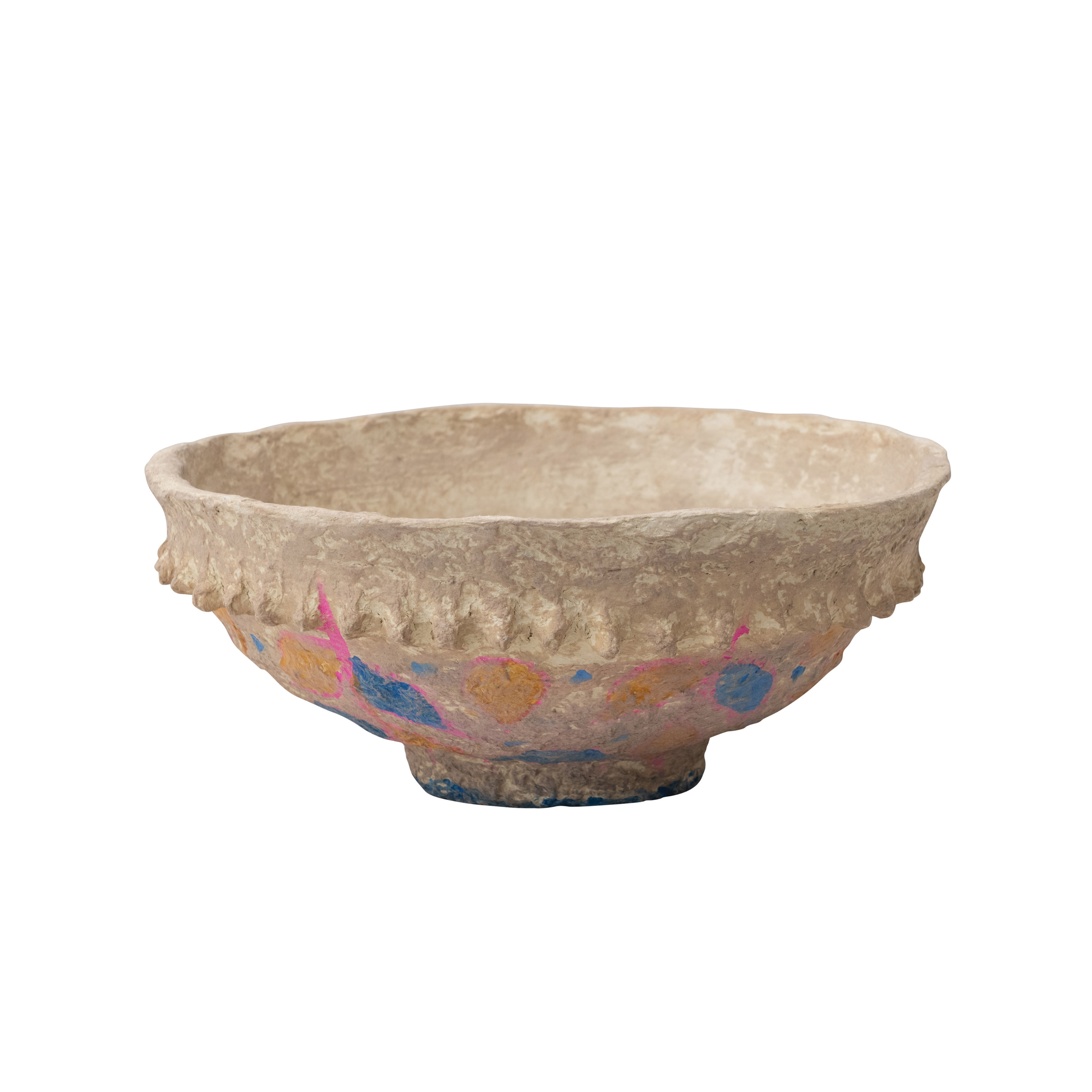  Decorative Hand Painted Vintage Reproduction Paper Mache Bowl, Multicolor - Creative Co-Op