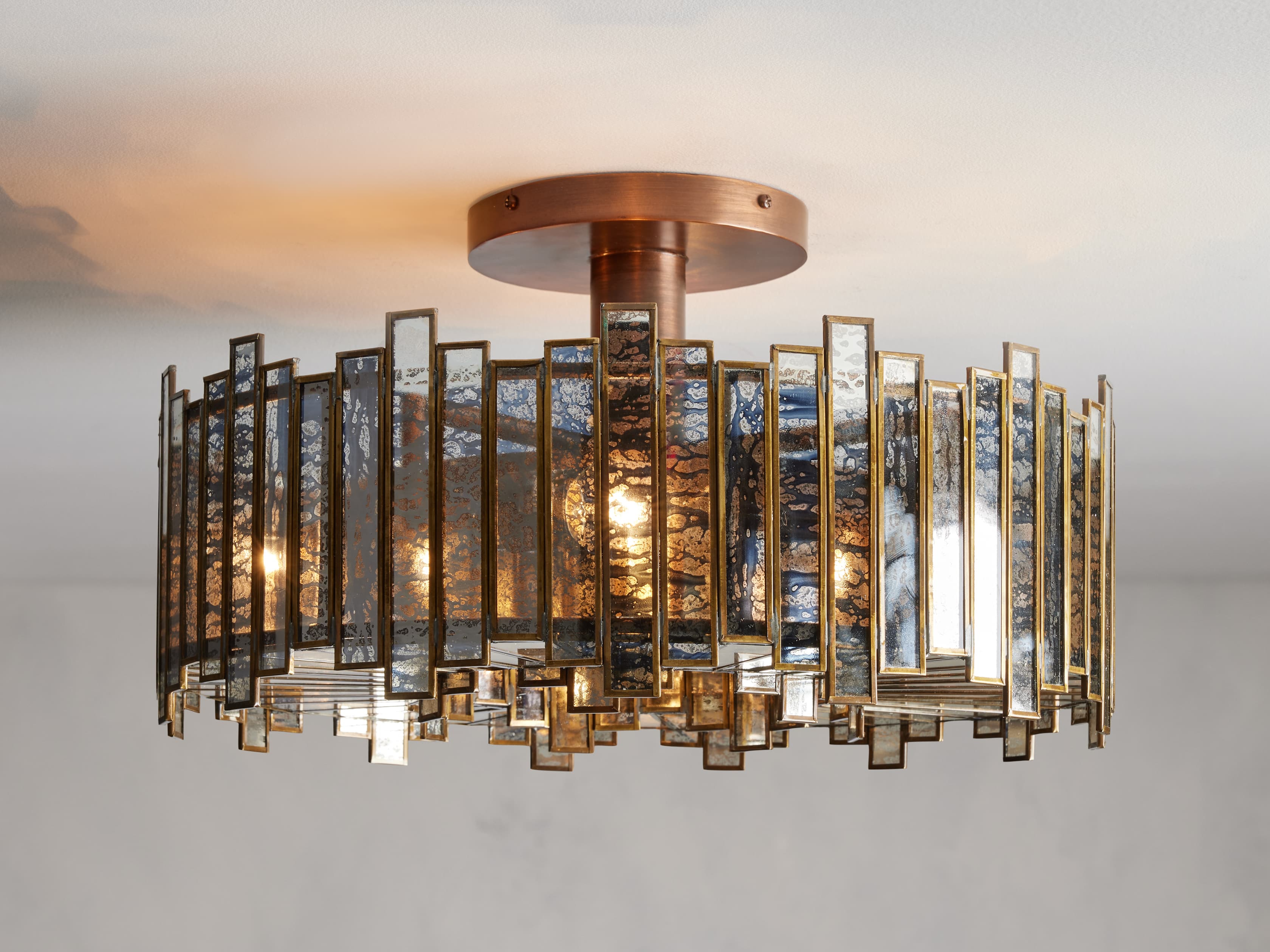 Laila Flush Mount in Glass Brass - Arhaus