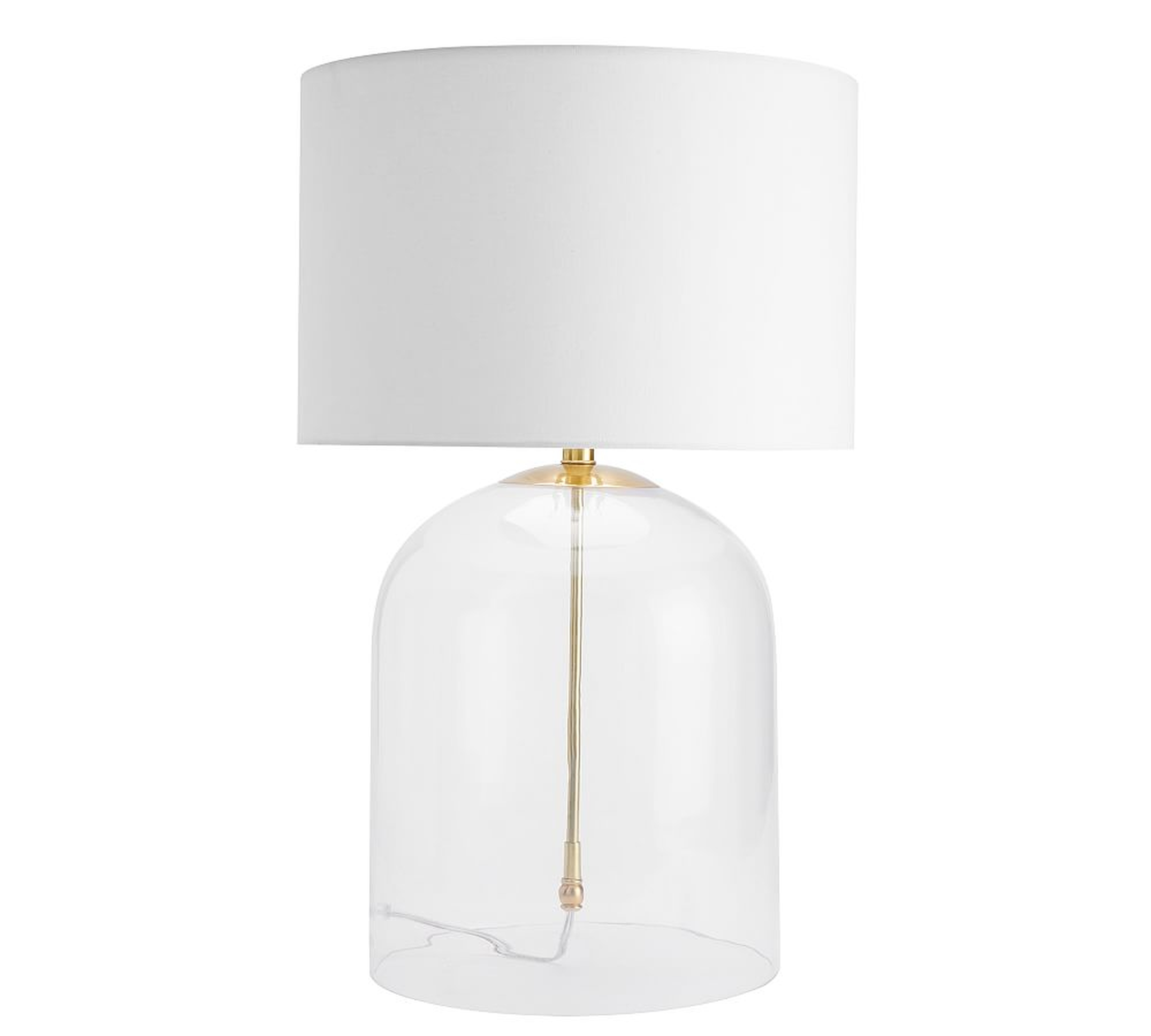 Aria Dome Table Lamp with Large Straight Sided Gallery Shade, Antique Brass/White - Pottery Barn