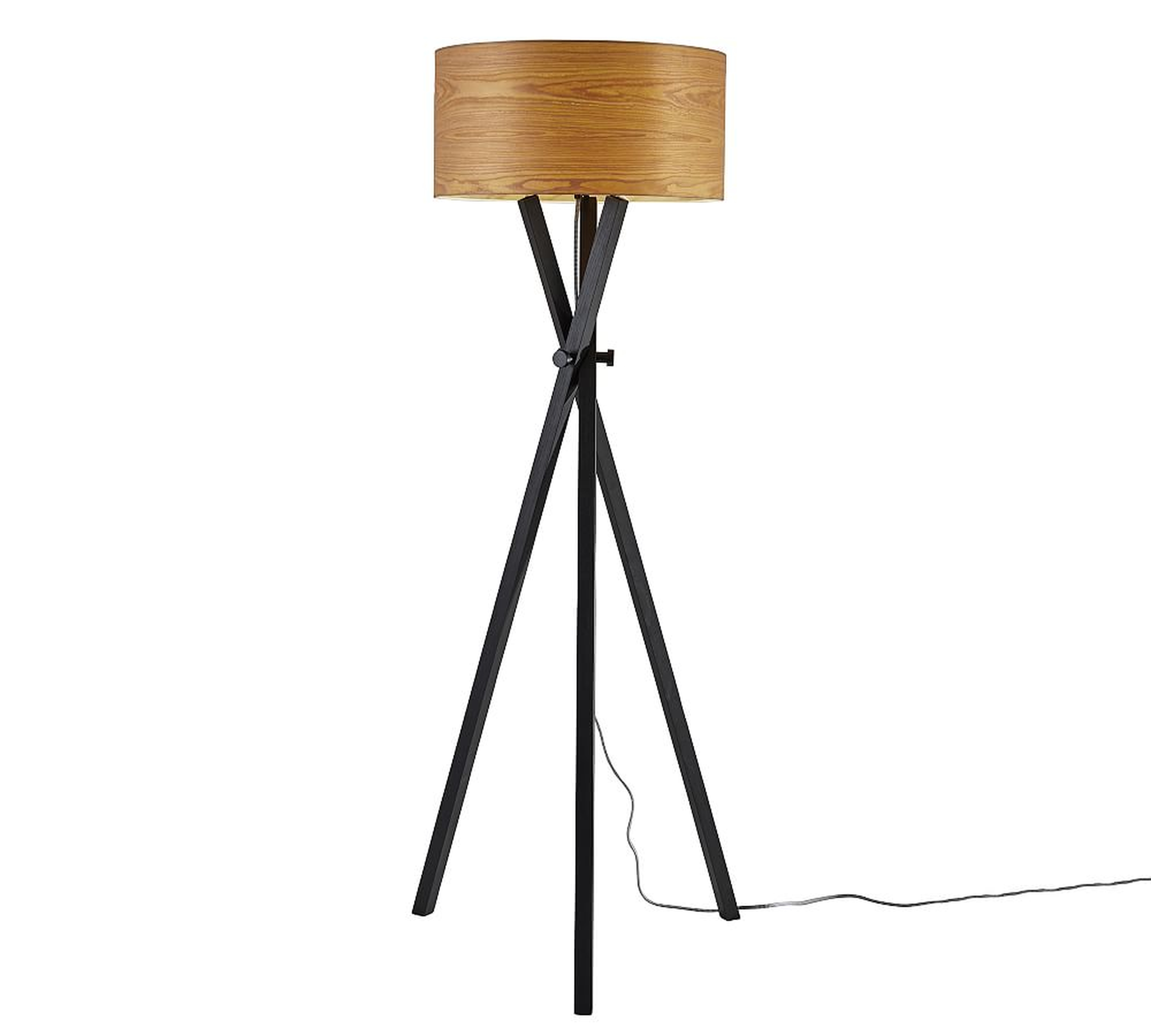 Layne Wood Floor Lamp, Black - Pottery Barn