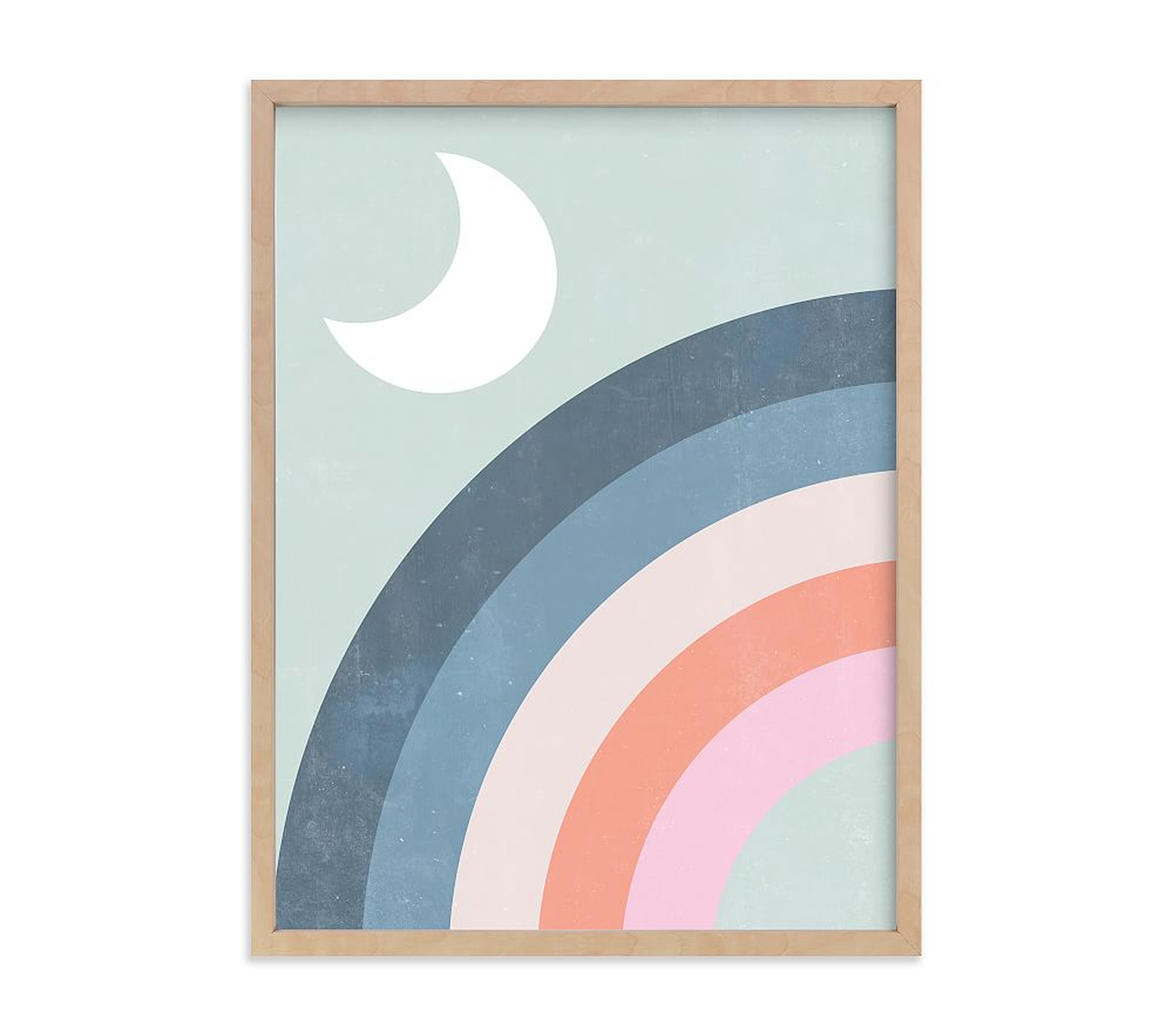 Minted(R) Double Pastel Rainbow with Moon Wall Art by Emmanuela Carratoni 18x24, Natural - Pottery Barn Kids