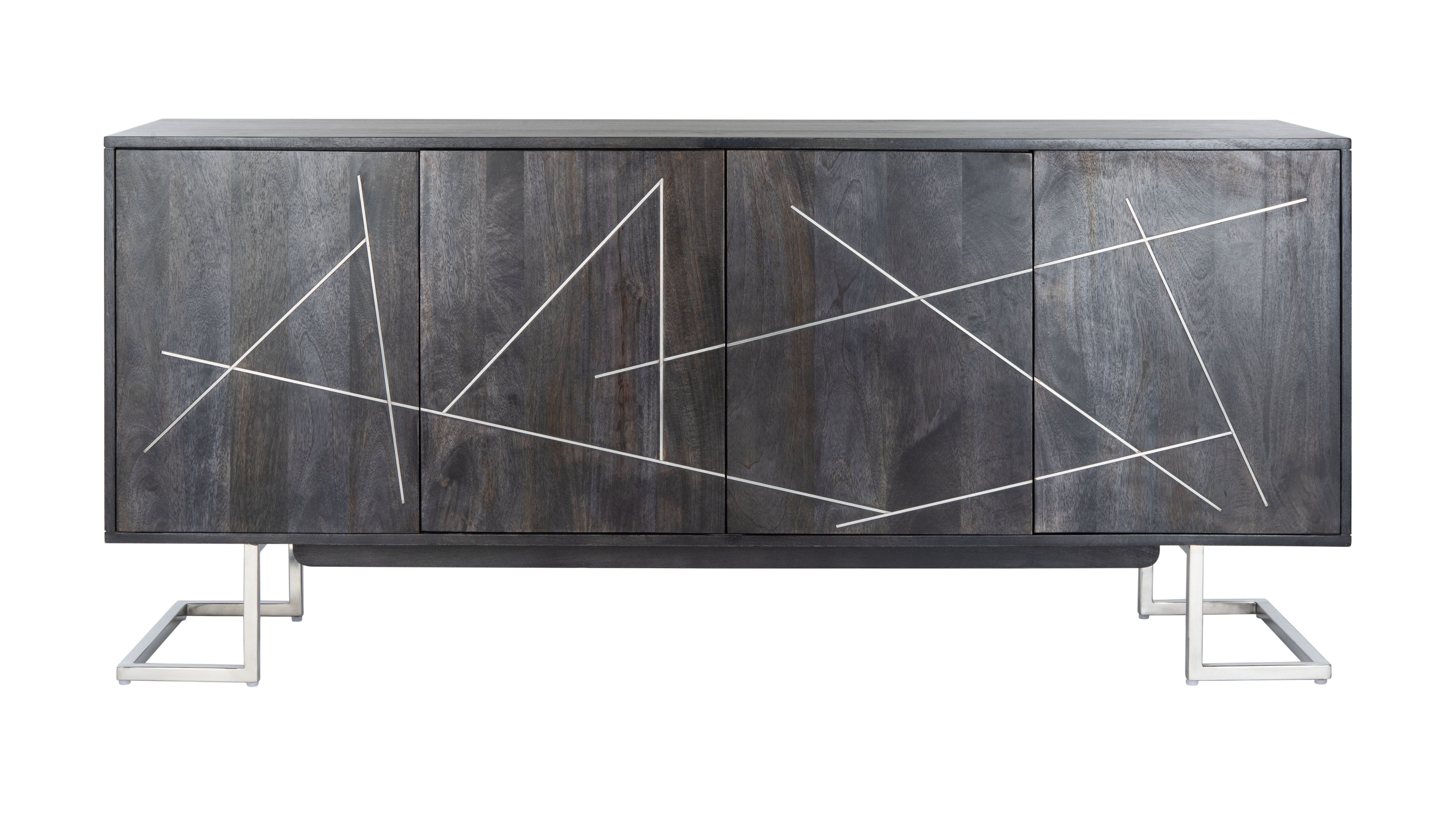 Penn Geometric 4 Door Sideboard - Black/Silver - Arlo Home - Arlo Home