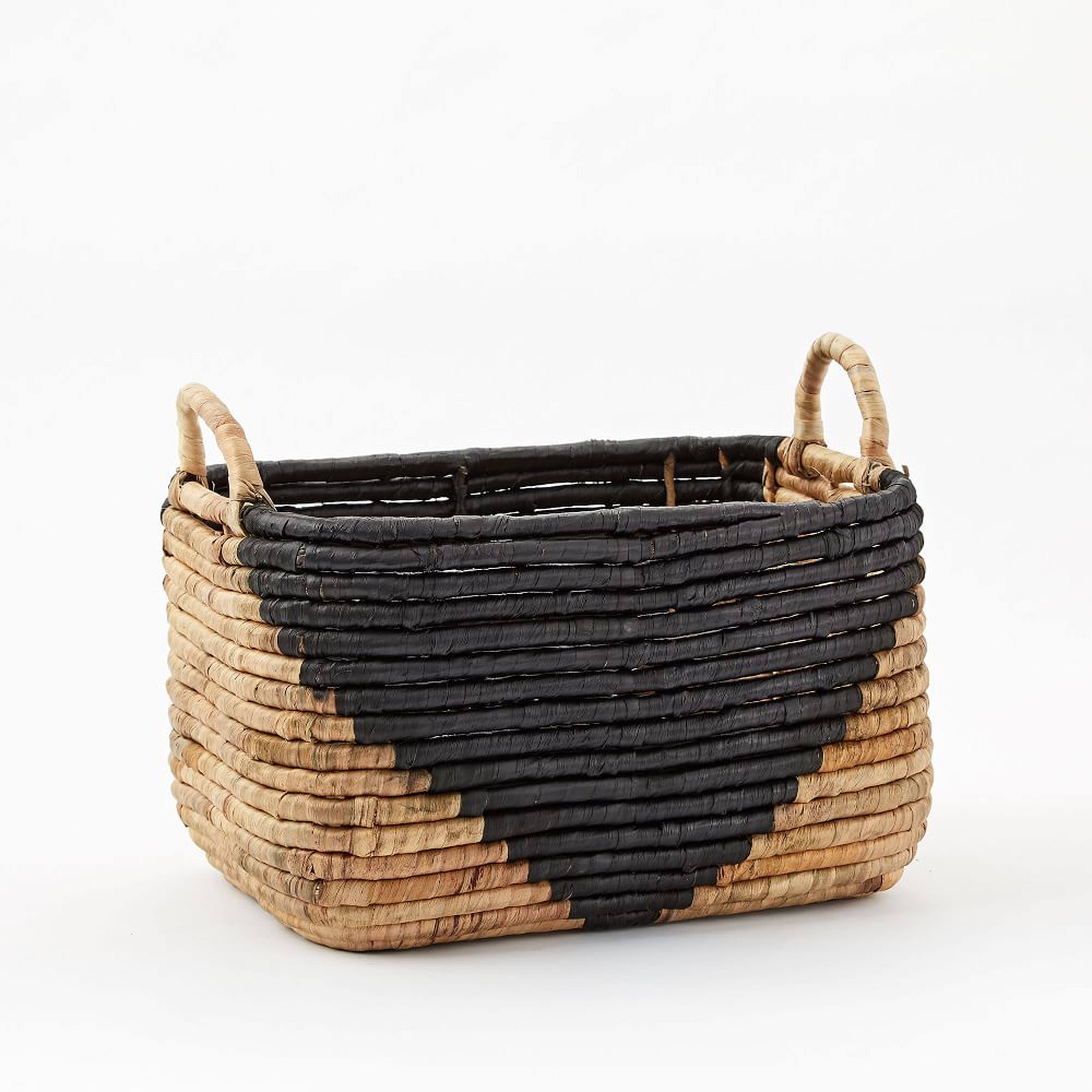 Two-Tone Woven Seagrass, Handle Baskets, Medium, 16"W x 12.5"D x 10.5"H - West Elm