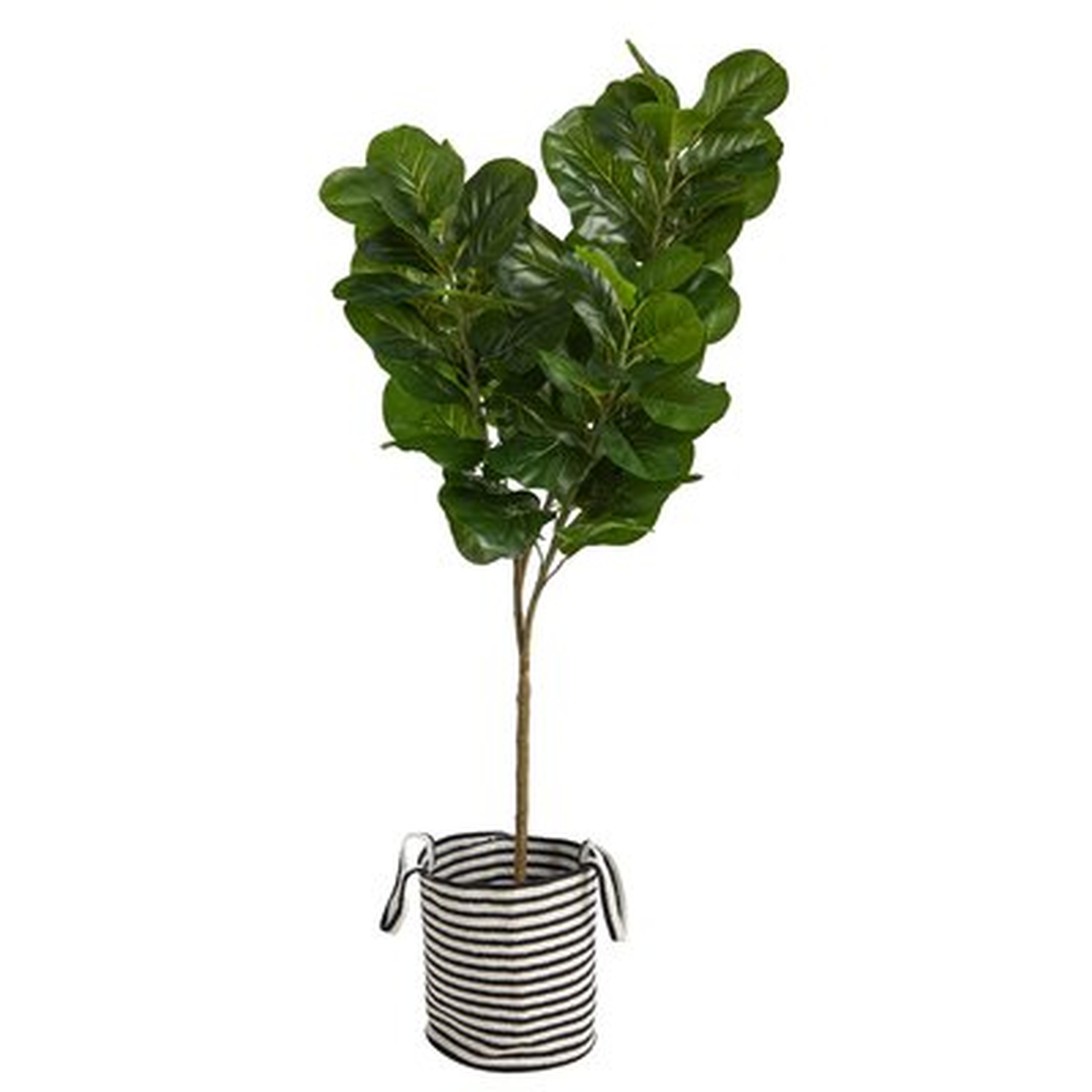 6Ft. Fiddle Leaf Fig Artificial Tree In Handmade Black And White Natural Jute And Cotton Planter - Wayfair