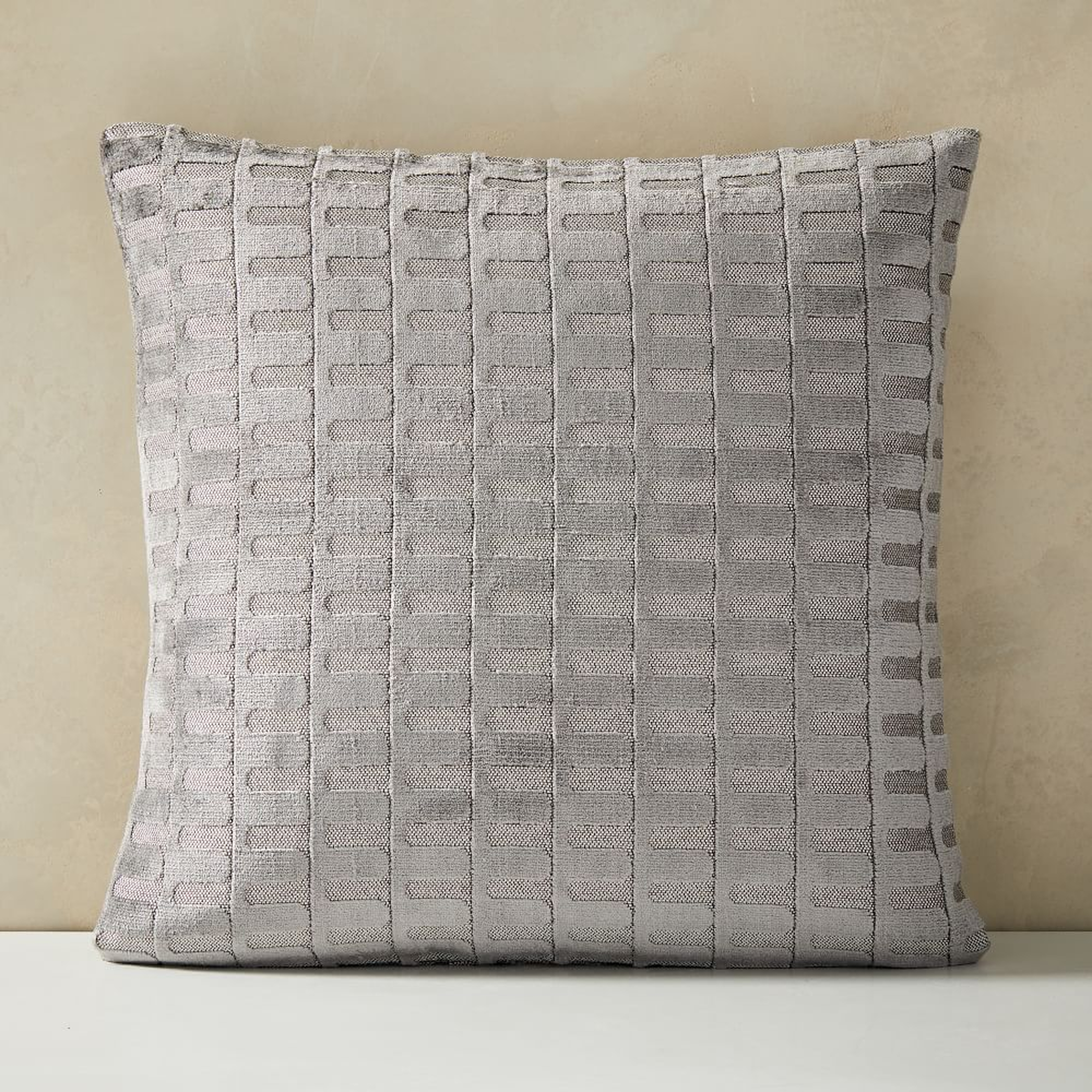 Cut Velvet Archways Pillow Cover, Set of 2, 20"x20", Pewter - West Elm