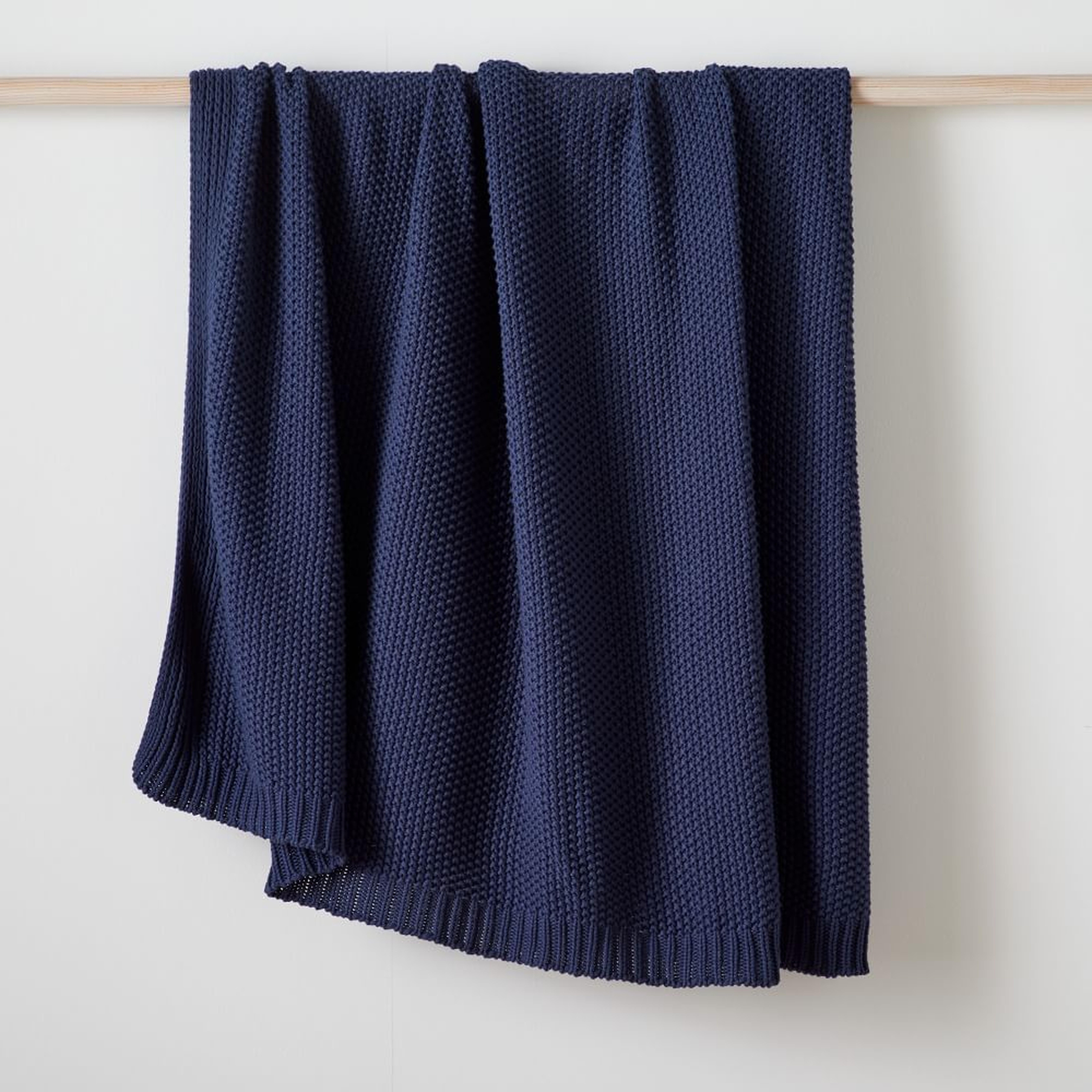 Cotton Knit Throw, 50"x60", Midnight - West Elm