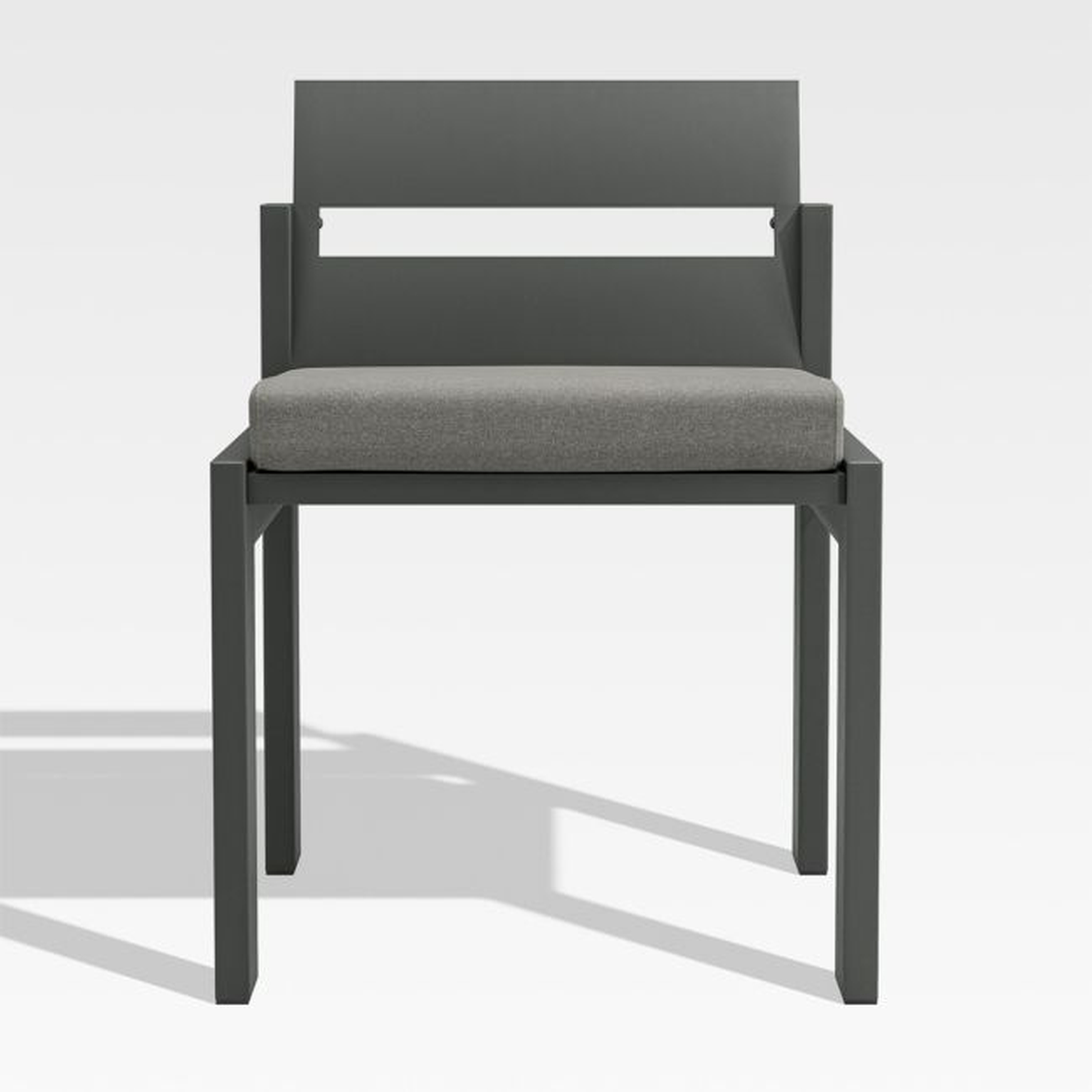 Walker Metal Outdoor Dining Chair with Canvas Charcoal Sunbrella ® Cushions - Crate and Barrel