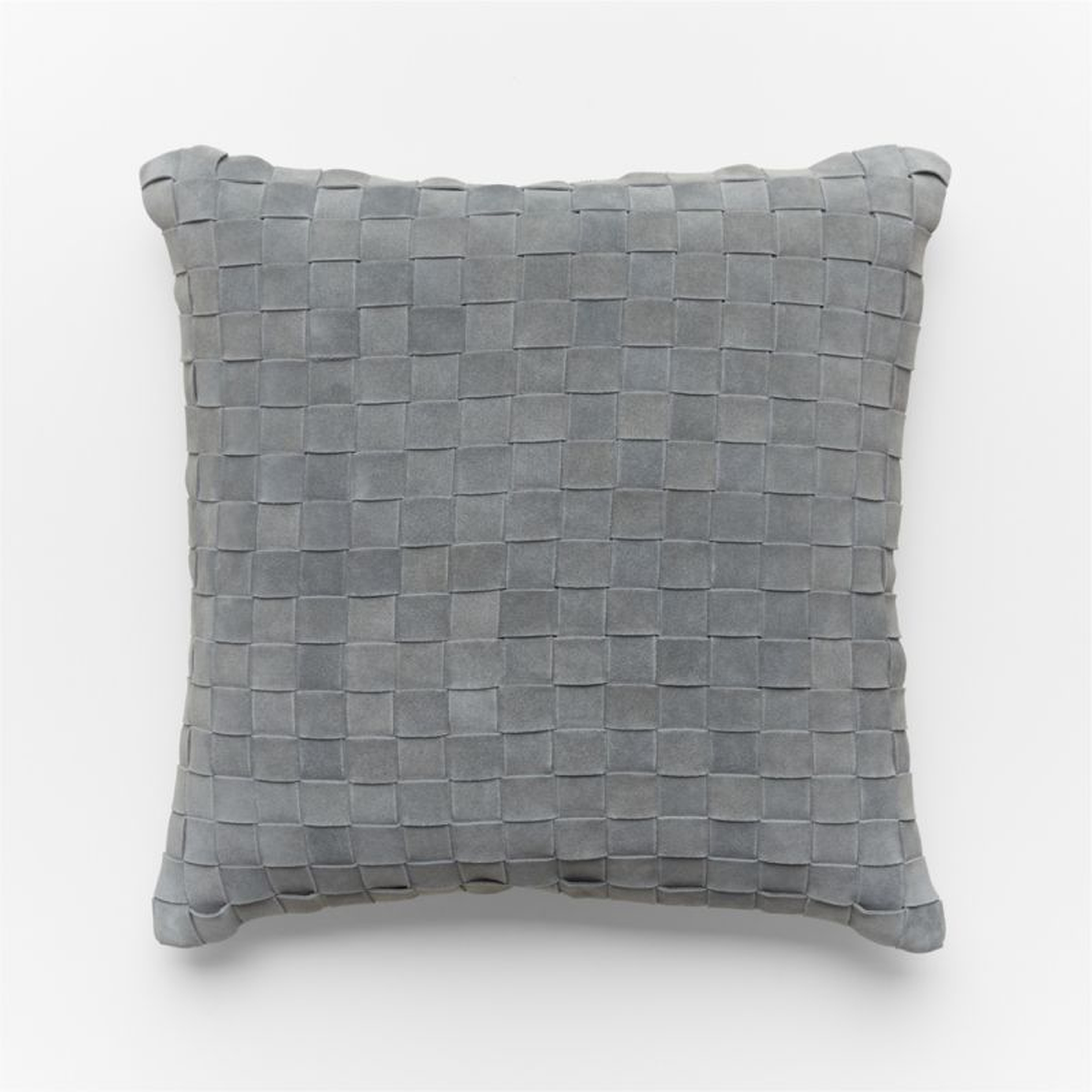 Gray Suede Pillow with Feather-Down Insert, 18" x 18" - CB2