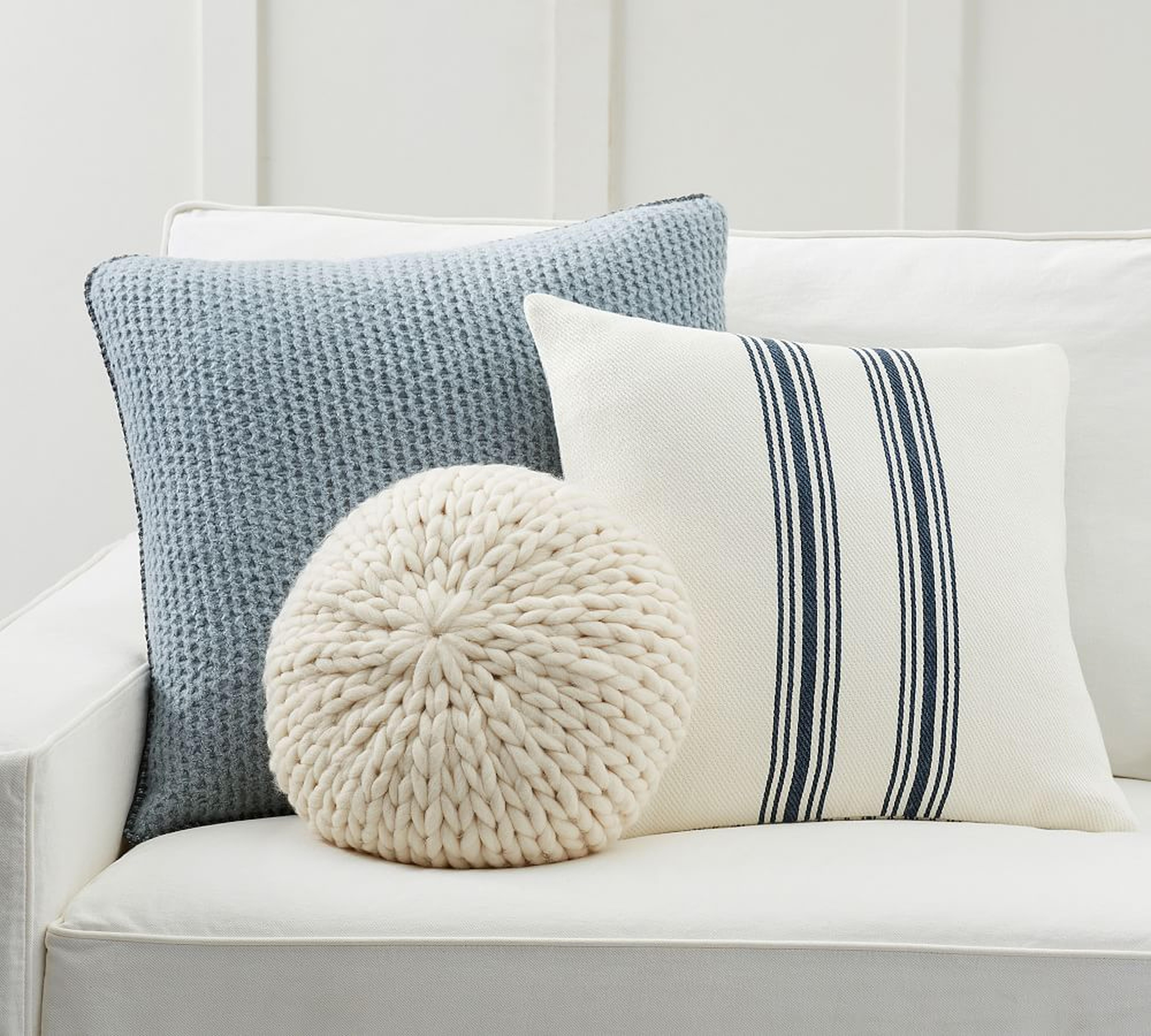 Modern Stripe Blue Pillow Cover Set - Pottery Barn