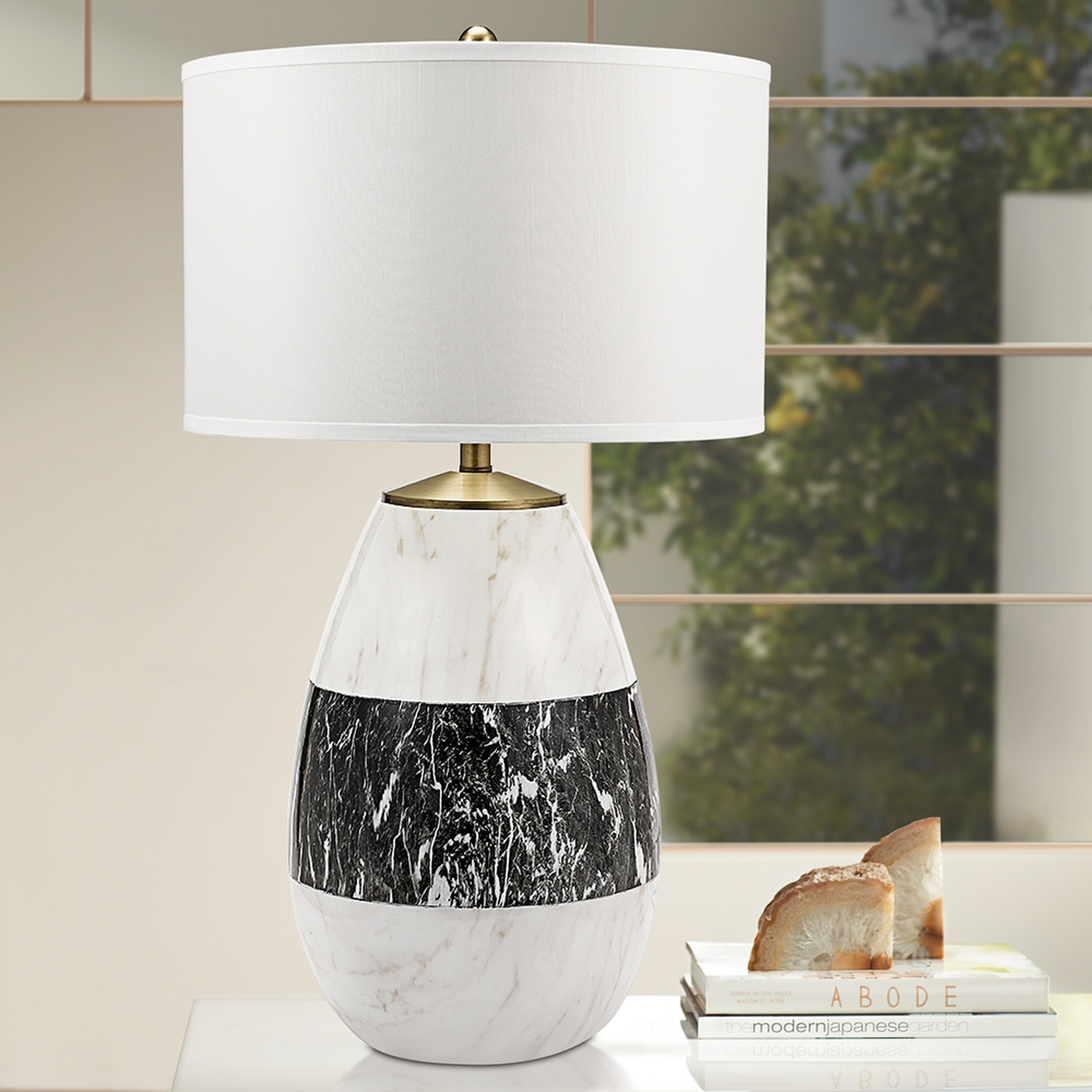 Fabiana Black and White Striped Gourd LED Table Lamp - Style # 82J07 - Lamps Plus