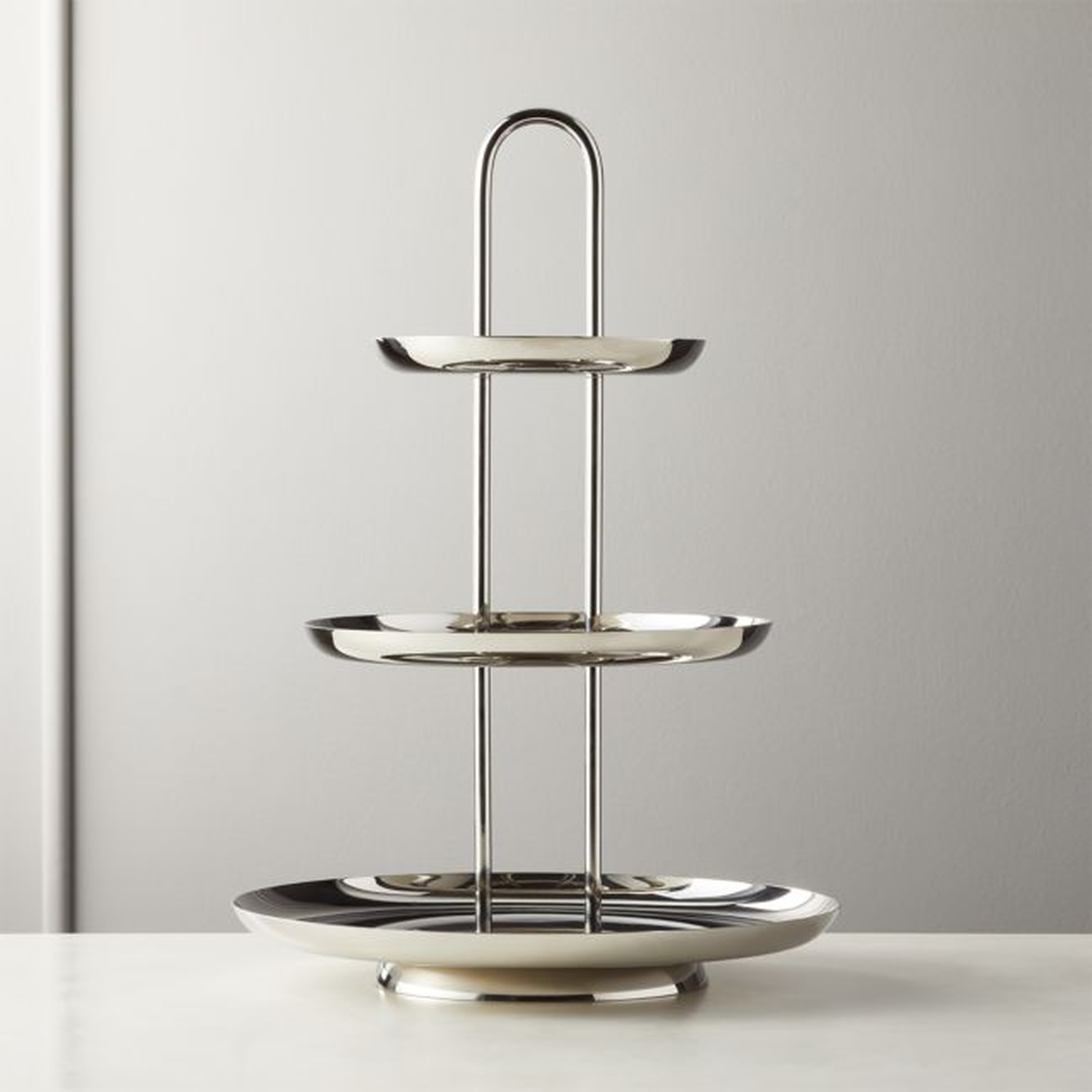 Porter Polished Stainless Steel 3-Tier Server with Handle - CB2