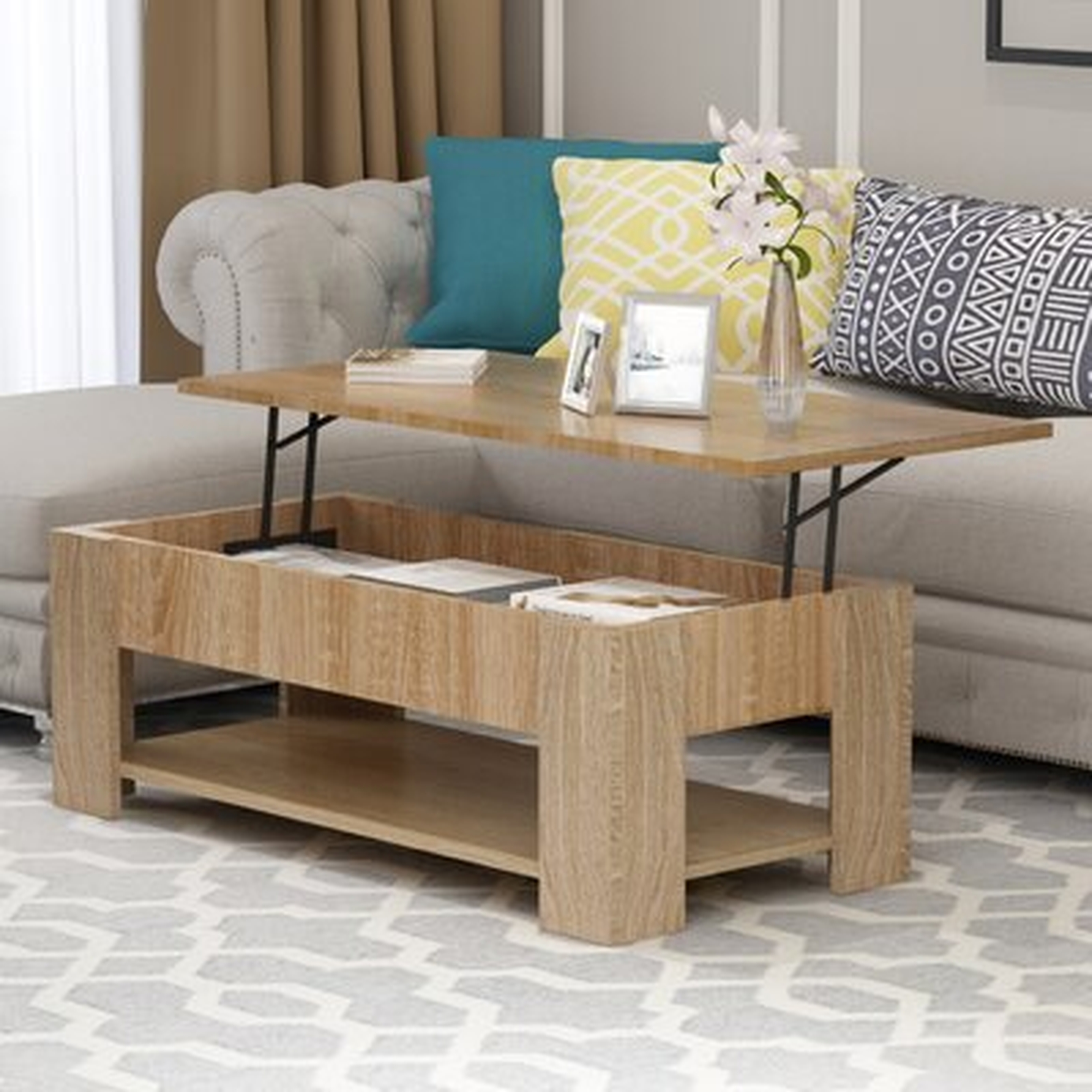 Lift-Top Coffee Table With Hidden Compartment Storage Shelf Living Room Furniture - Wayfair