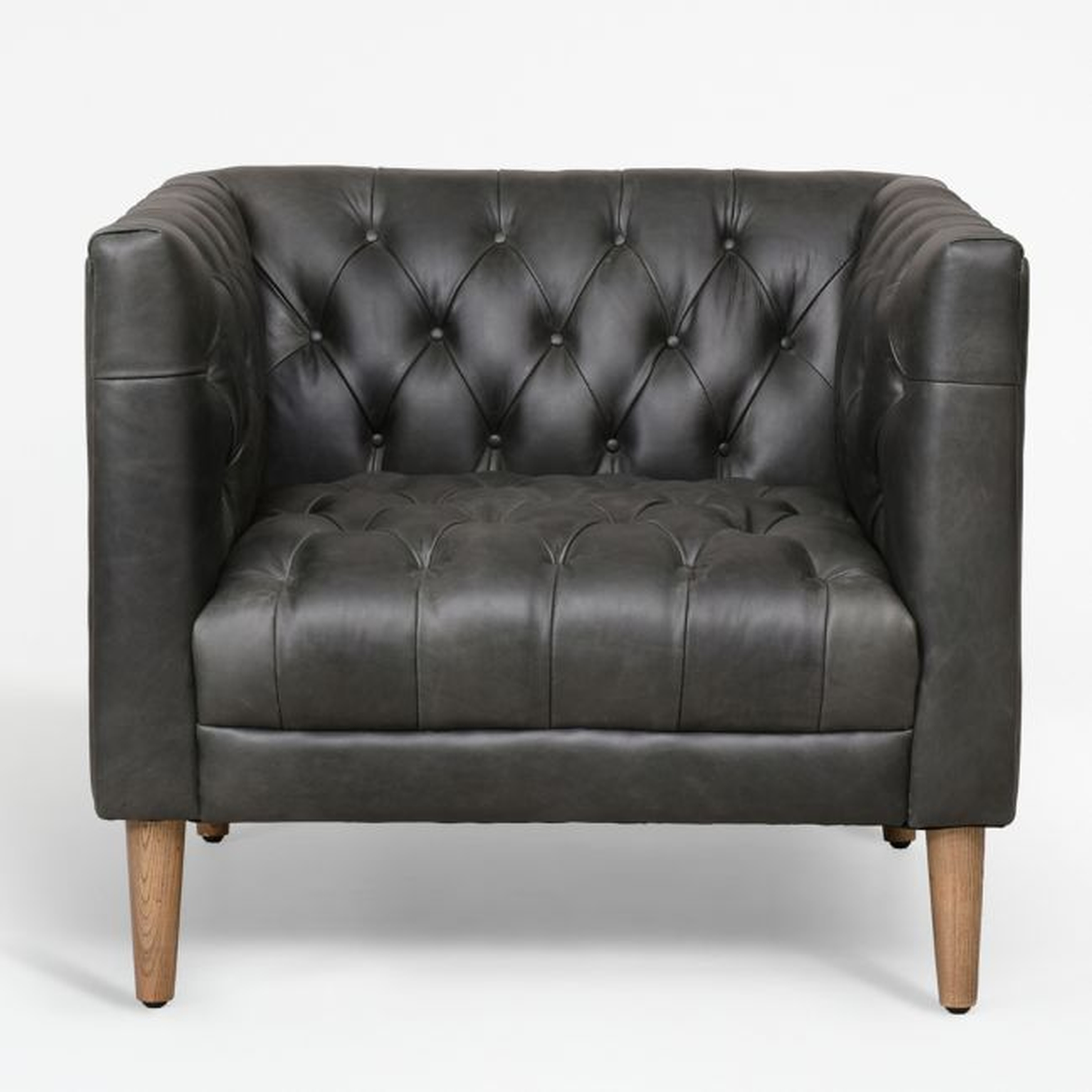 Rollins Ebony Leather Chair - Crate and Barrel