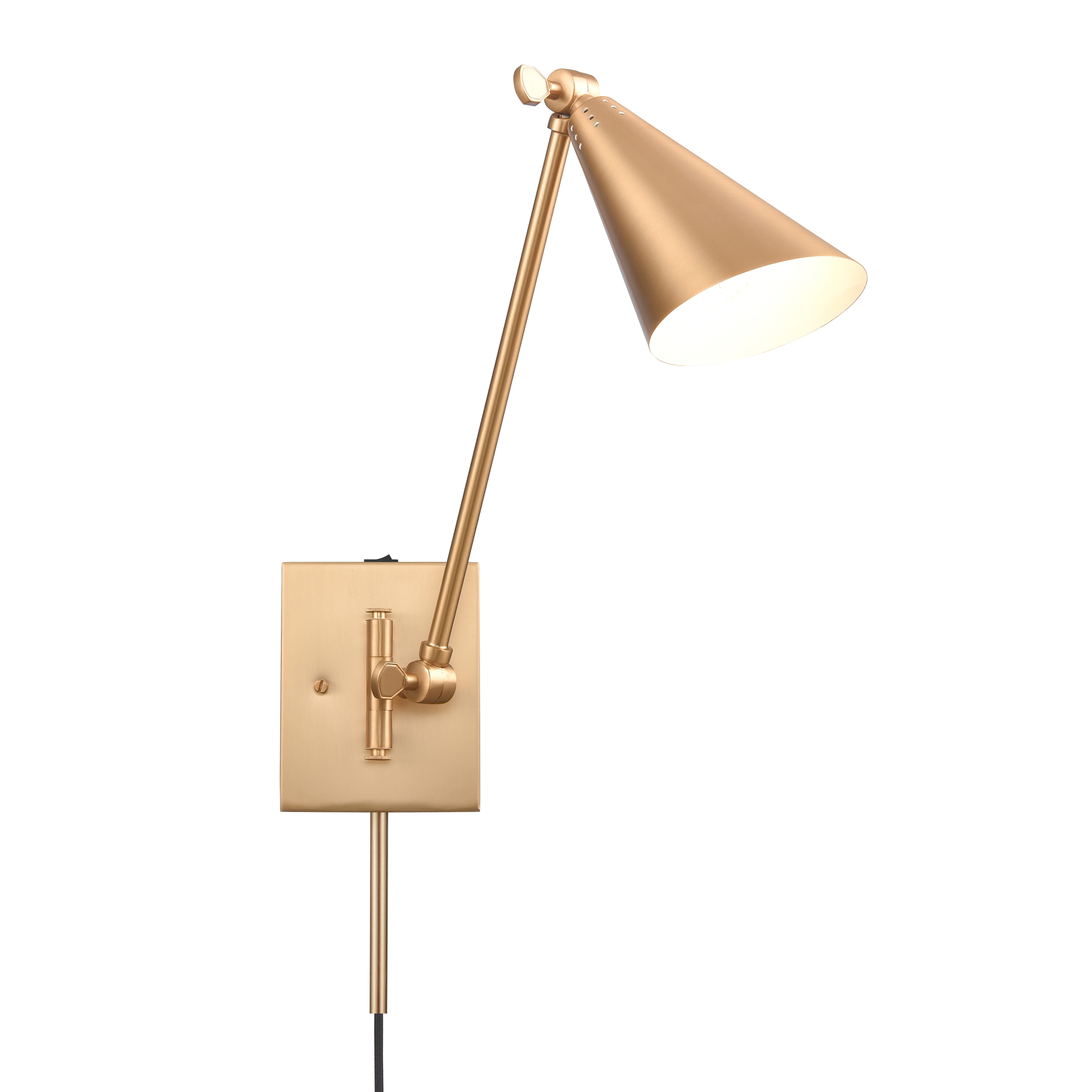 Whitmire 10.5'' High 1-Light Plug-In/Hardwire Sconce - Brushed Gold - Elk Home