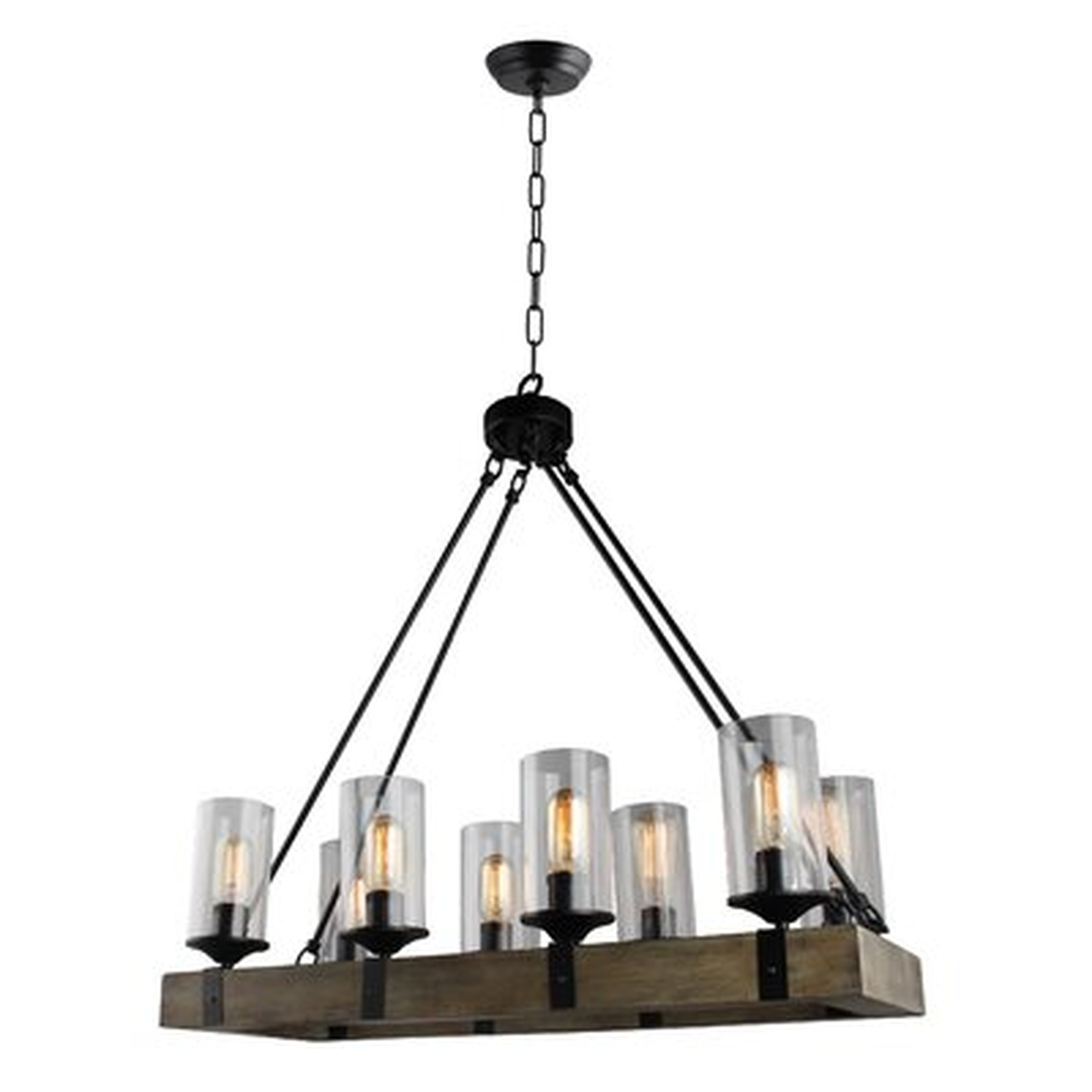 Barkley 8 - Light Shaded Rectangle Chandelier with Wood Accents - Wayfair