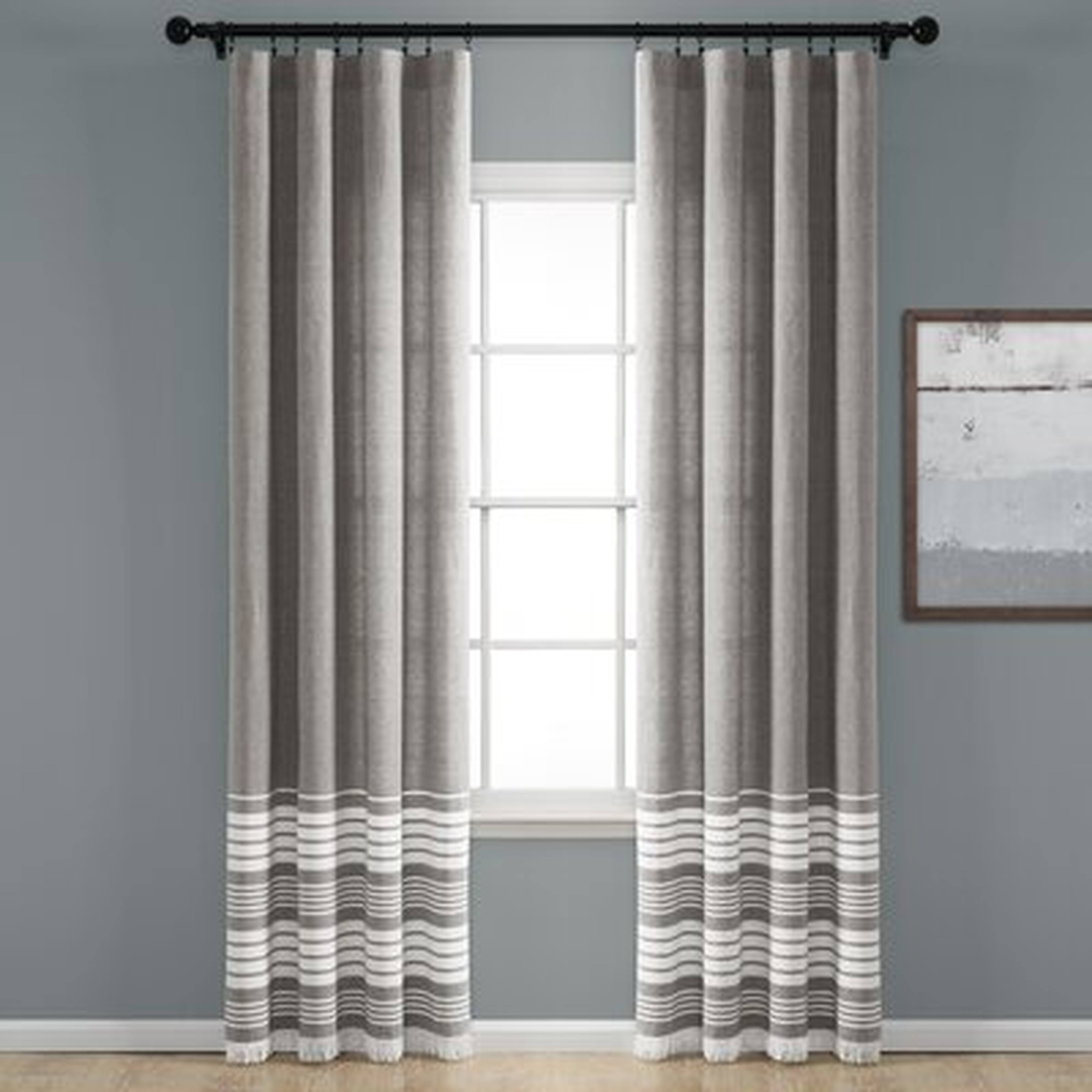 Marston 100% Cotton Yarn Dyed Tassel Fringe Window Striped Rod Pocket Curtain Panels - Birch Lane
