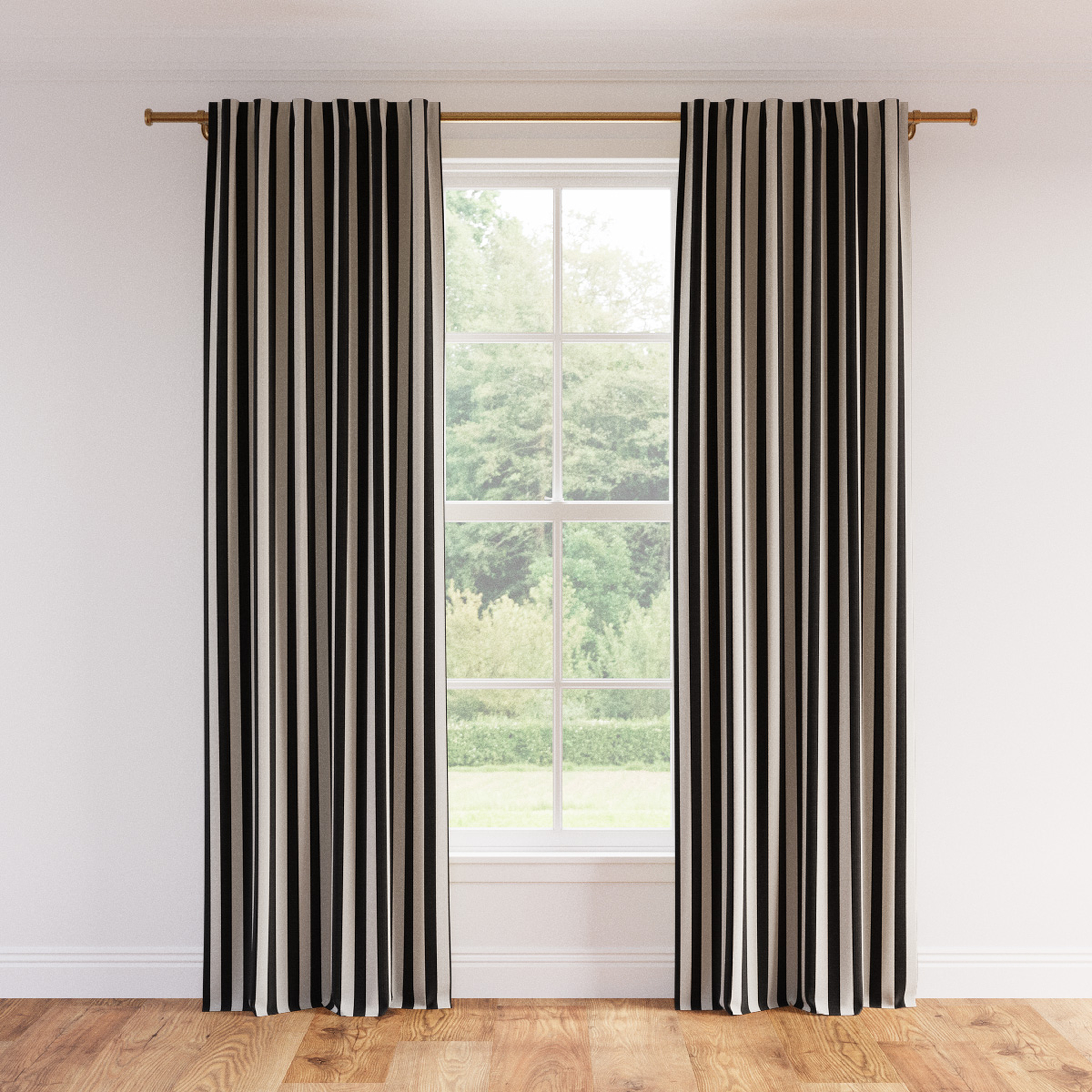 Printed Linen Curtain, Ink Cabana Stripe, 50" x 108", Blackout - The Inside