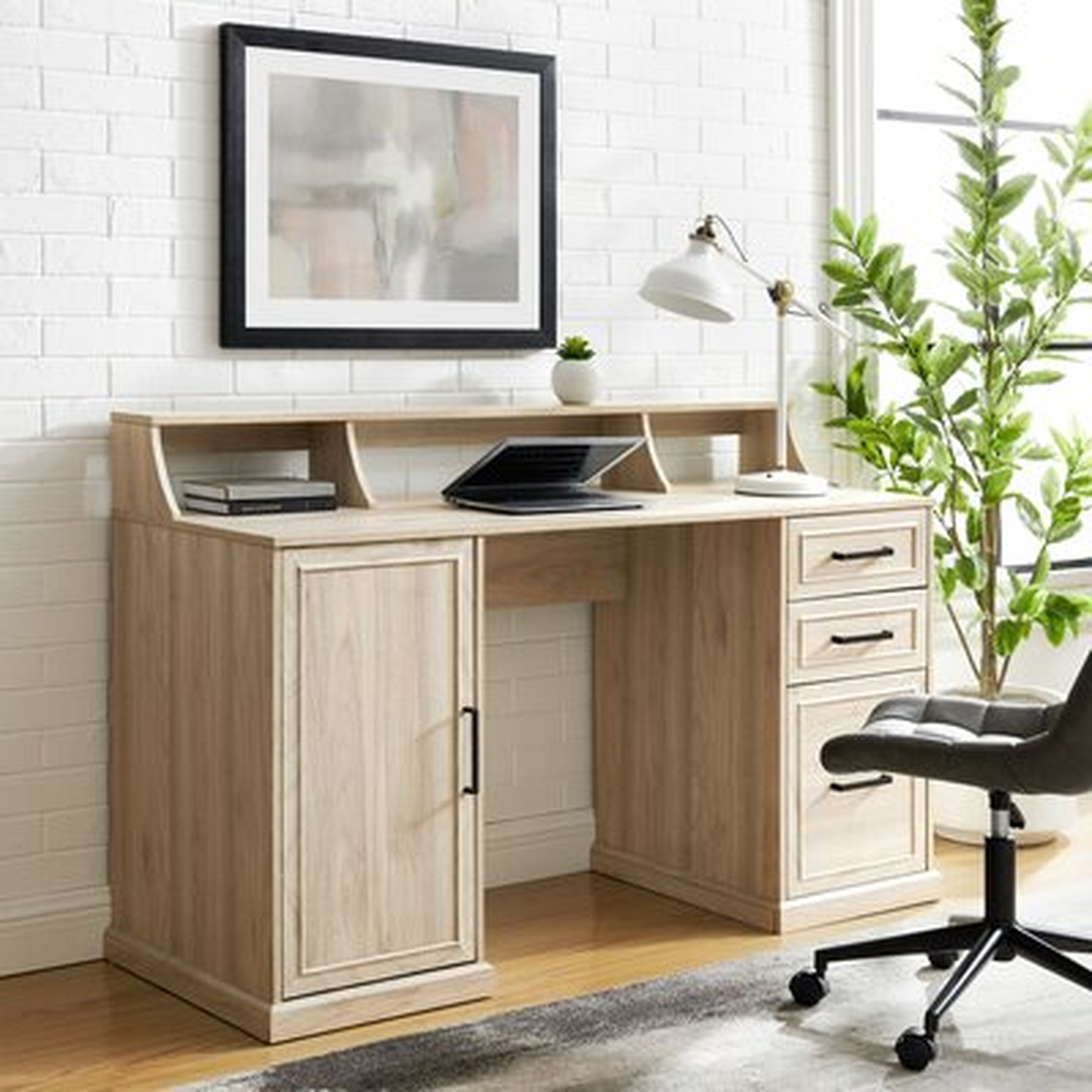 58" 3 Drawer Computer Desk With Hutch - Wayfair