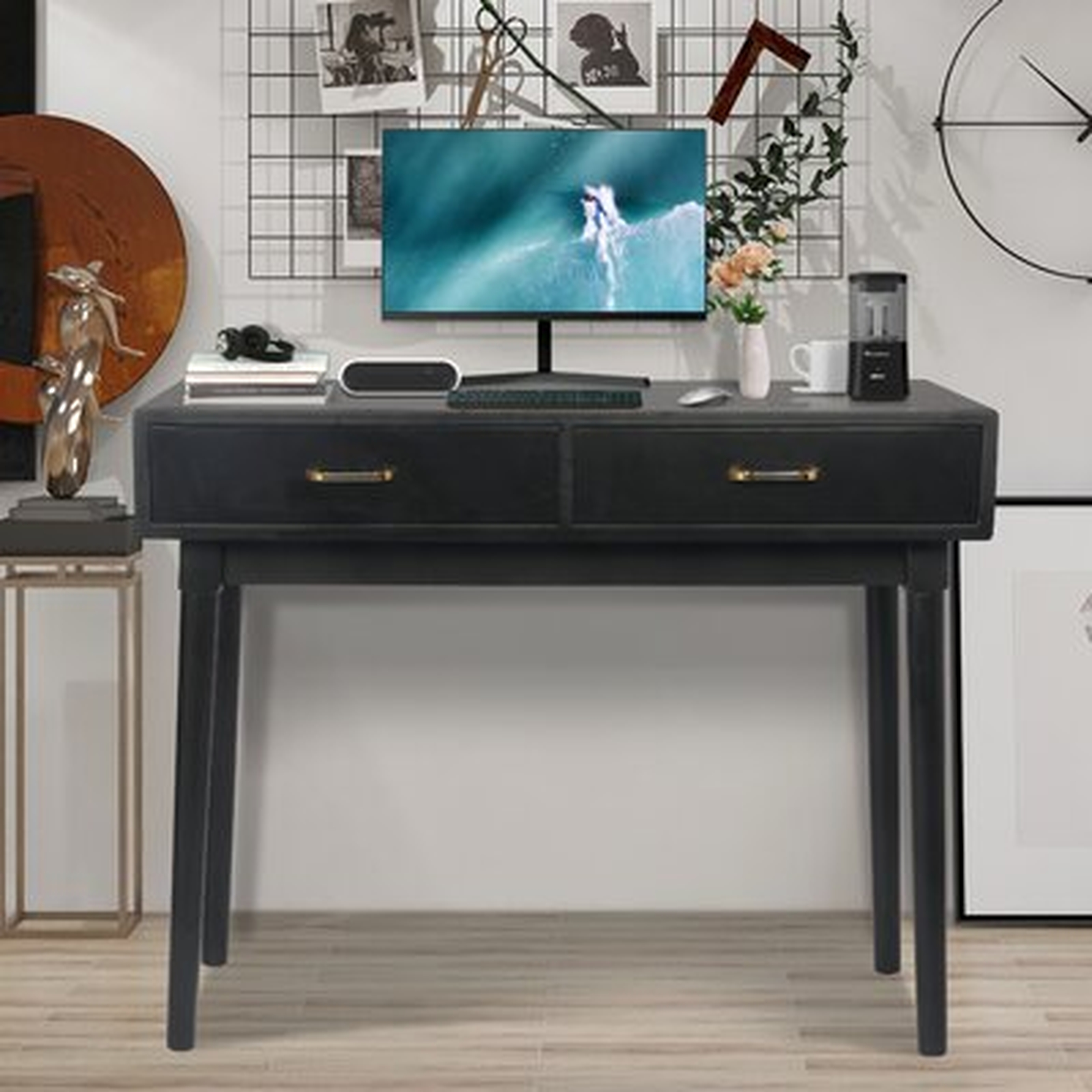 Writing Computer Desk With 5 Drawers,Modern Design Makeup Vanity Table For Home Office(Grey) - Wayfair