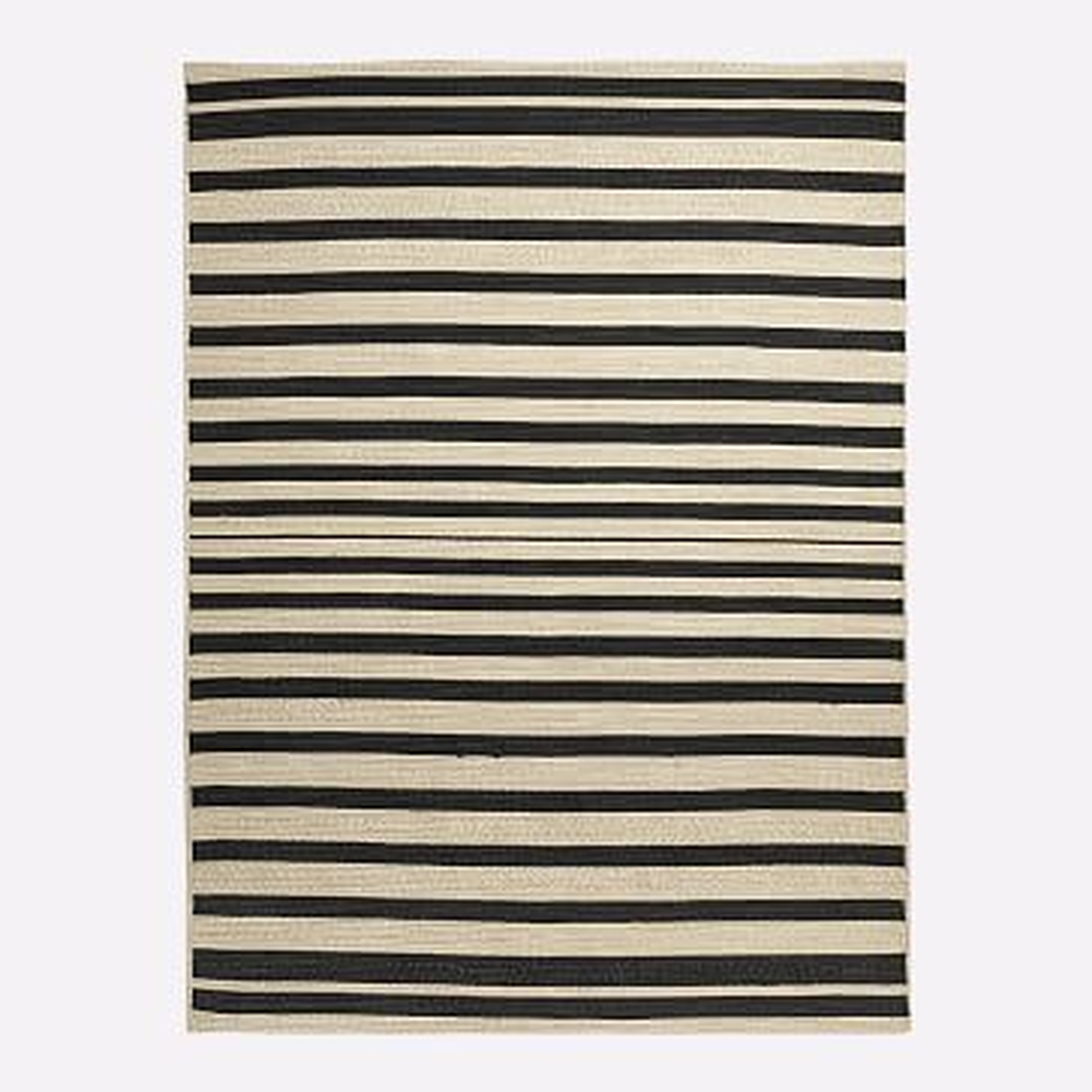 Woven Cable Stripe All Weat Rug, 8'x10', Black - West Elm