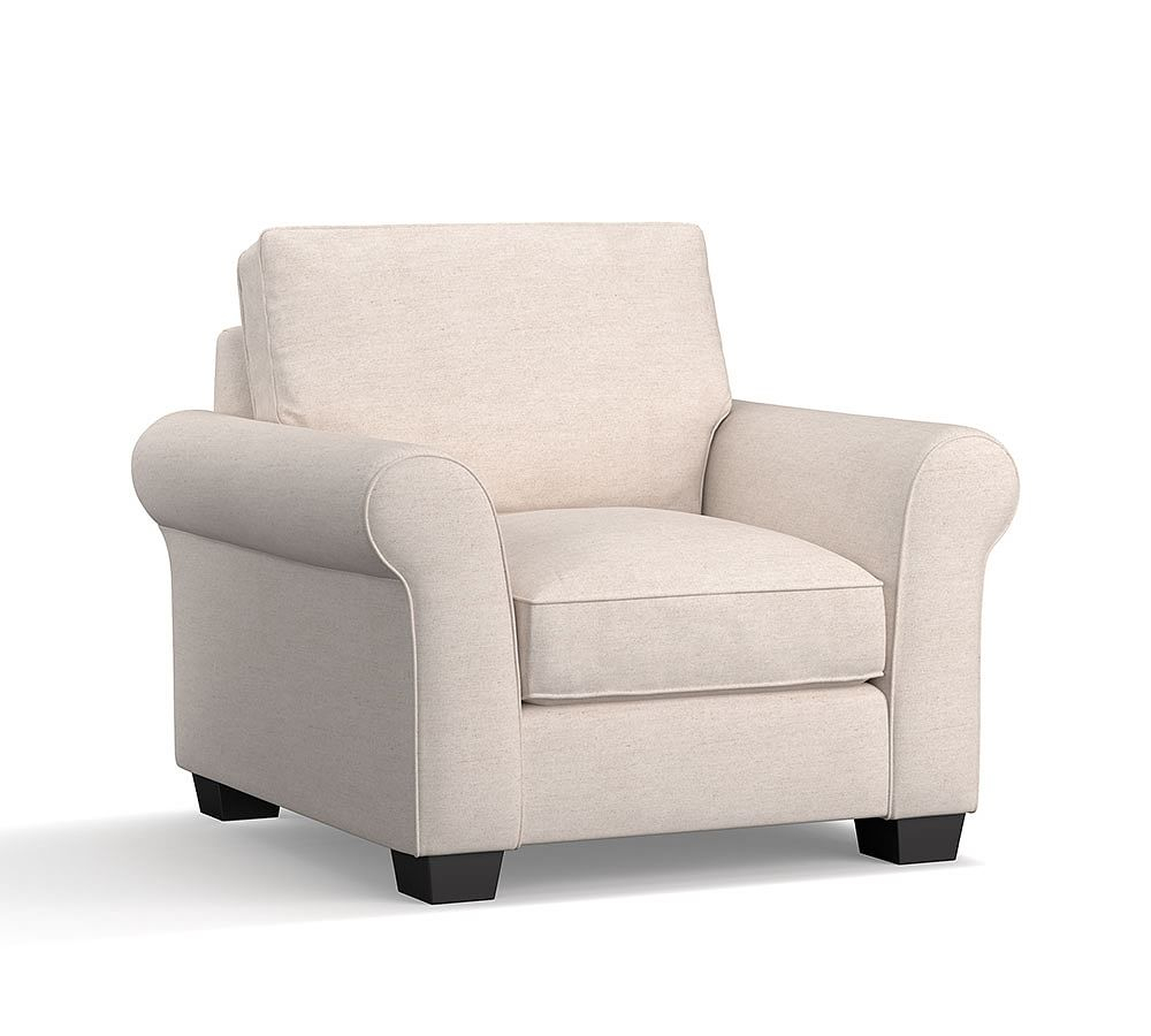 PB Comfort Roll Arm Upholstered Armchair 39", Memory Foam Cushions, Park Weave Ash - Pottery Barn