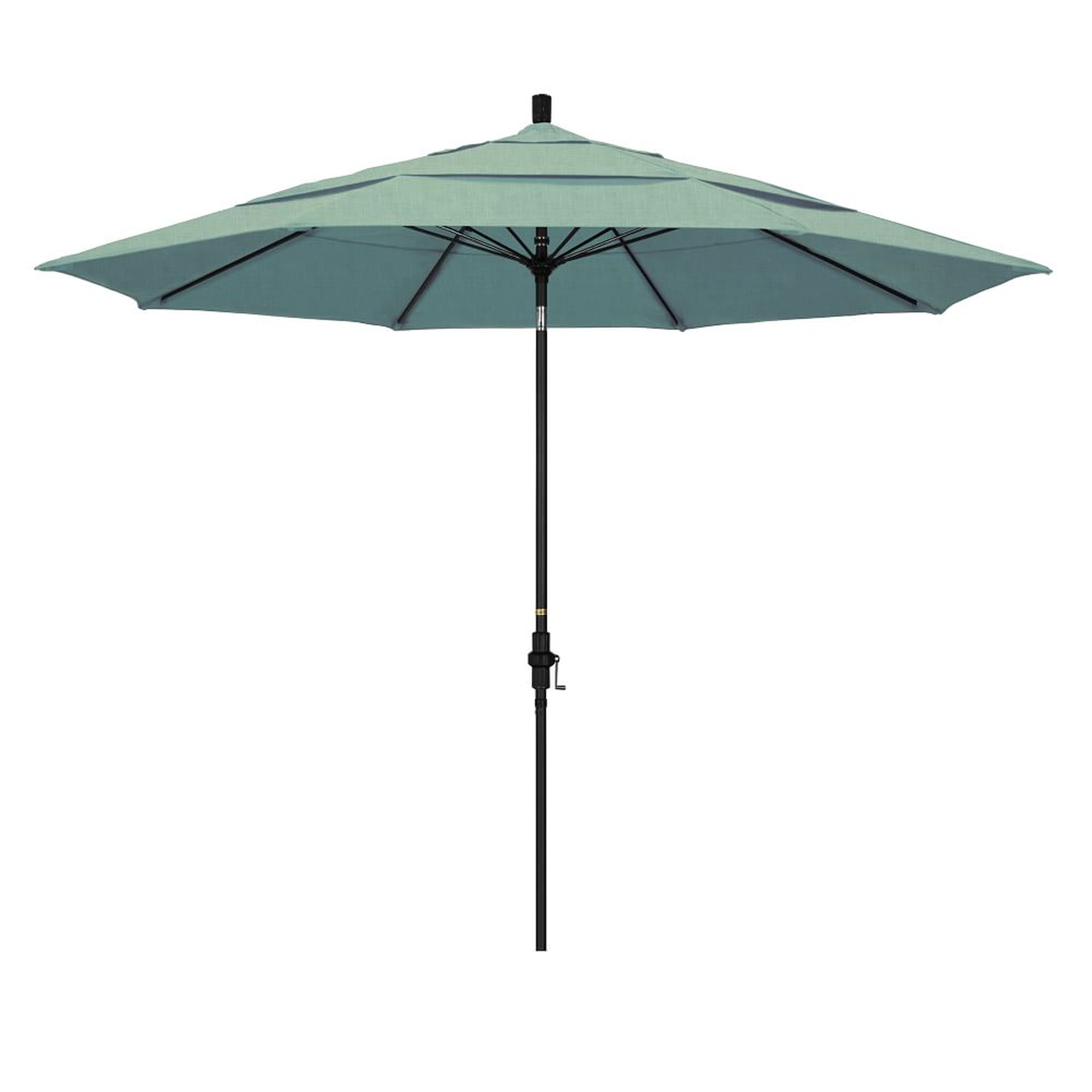 Outdoor Market Umbrella, 11 Ft, Round, Black, Sunbrella Canvas, Spa - West Elm