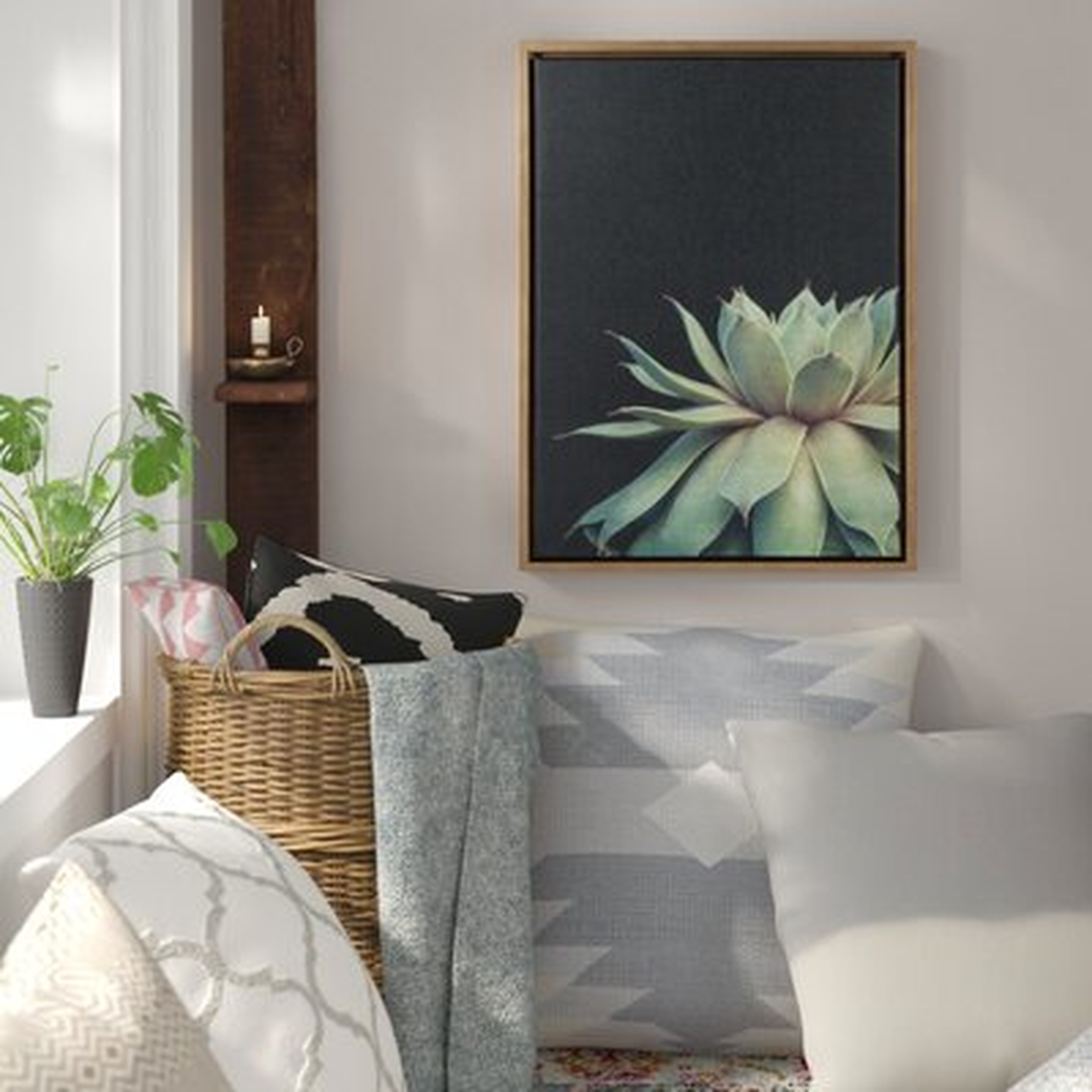 'Sylvie Gold Succulent 8' - Picture Frame Photograph Print on Canvas - Wayfair