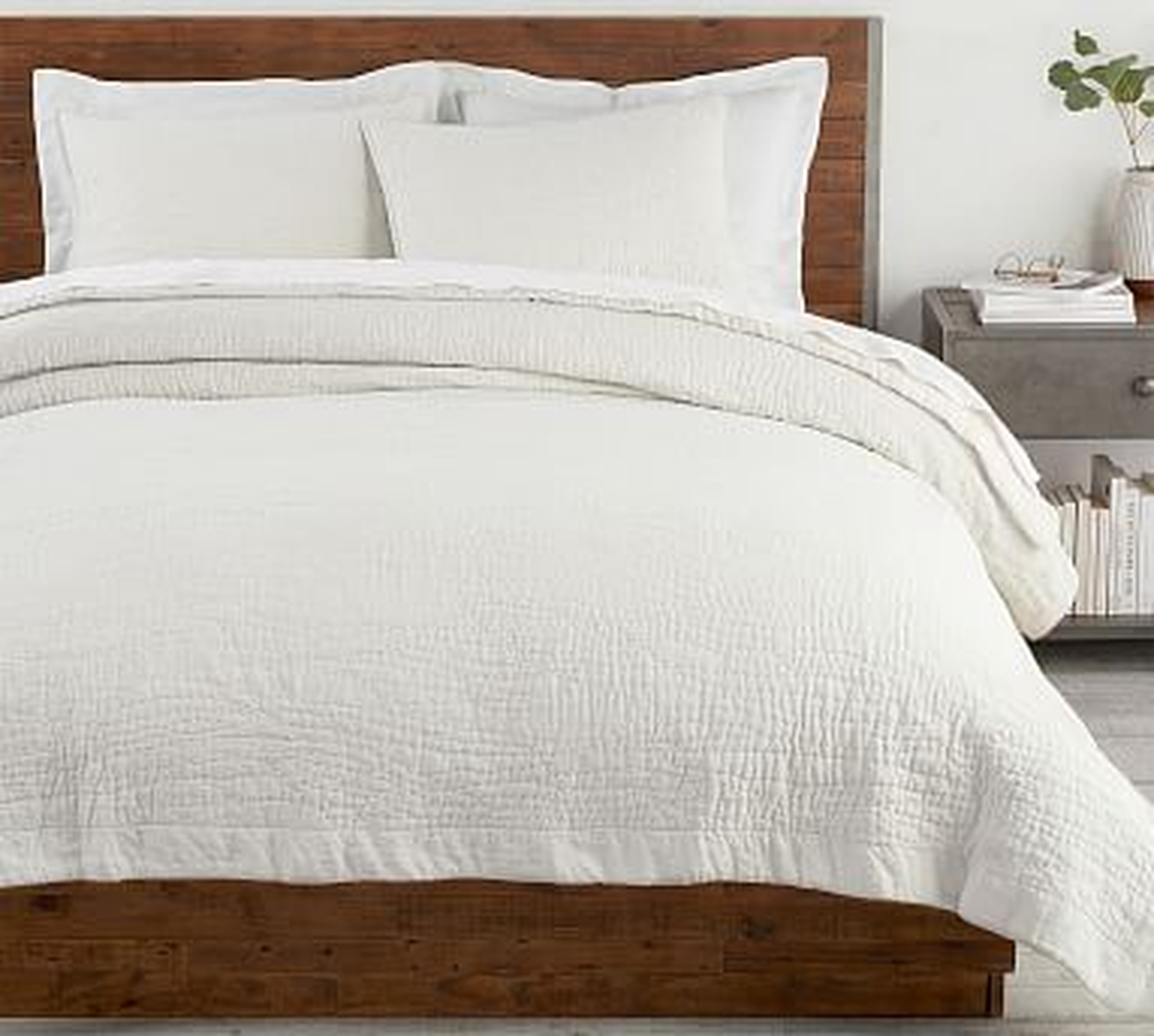 Belgian Flax Linen Handcrafted Quilt, King/Cal. King, Classic Ivory - Pottery Barn
