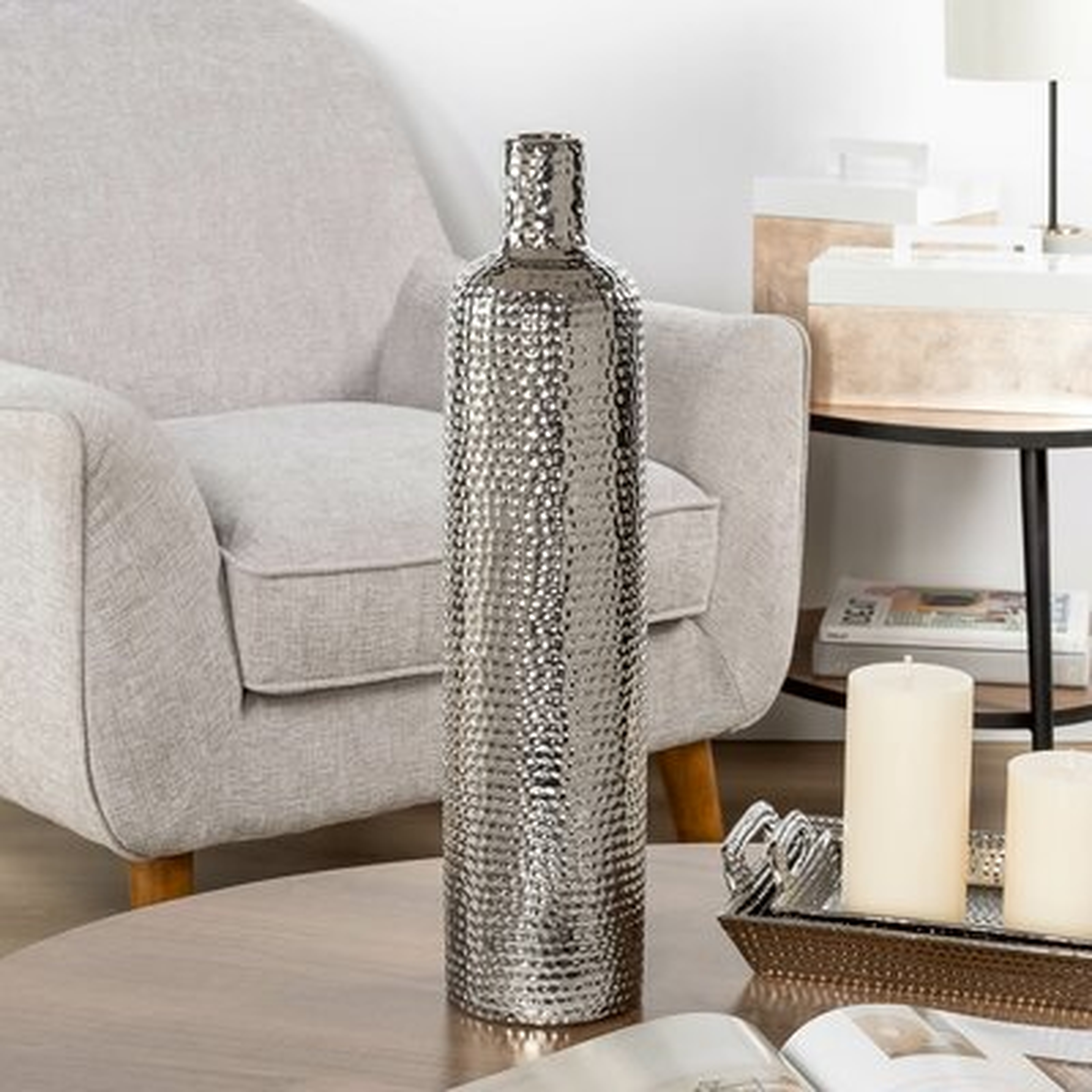 Isaacs Hammered Tower Bottle Ceramic Table Vase - Wayfair
