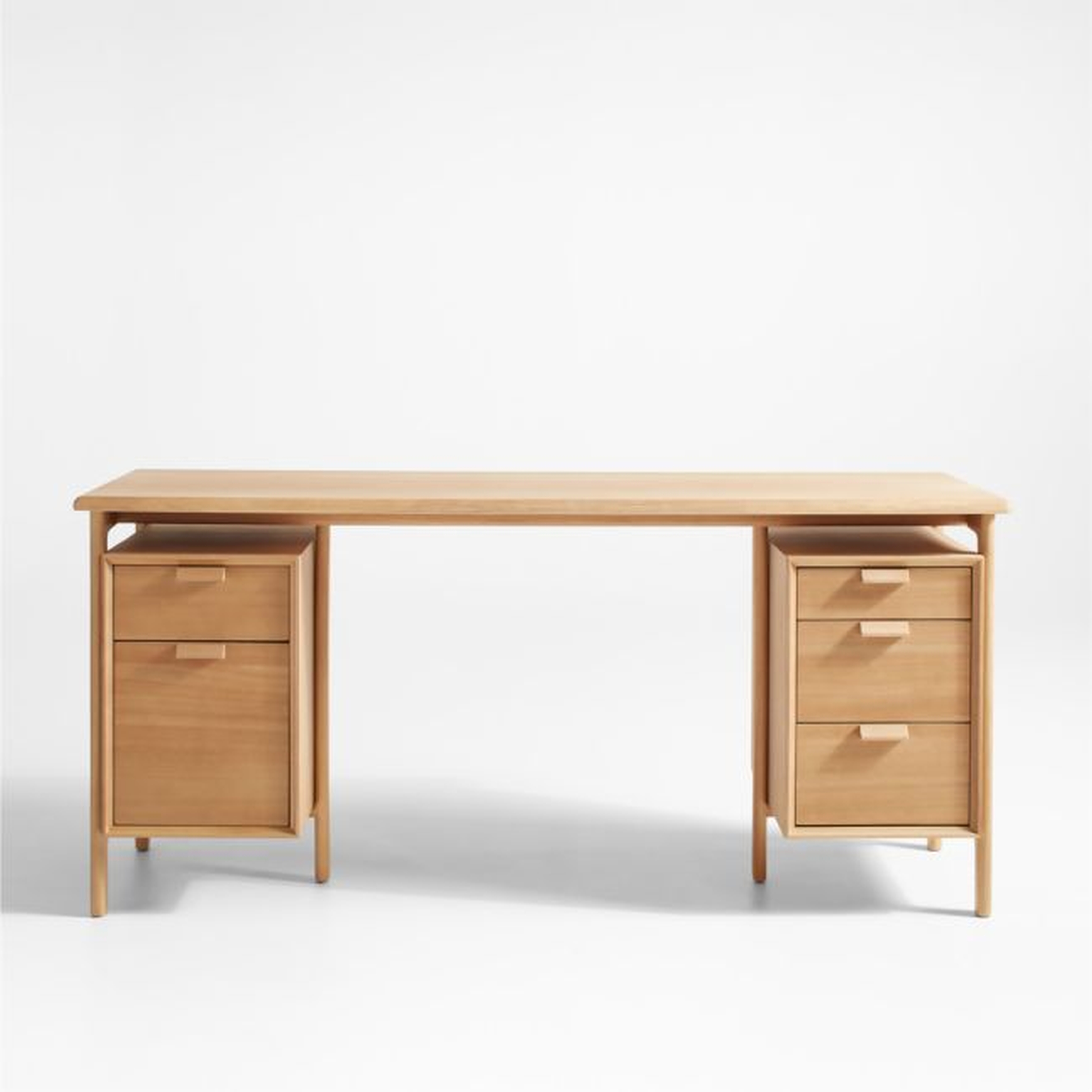 Elias 66" Natural Elm Wood Desk with File Cabinet - Crate and Barrel