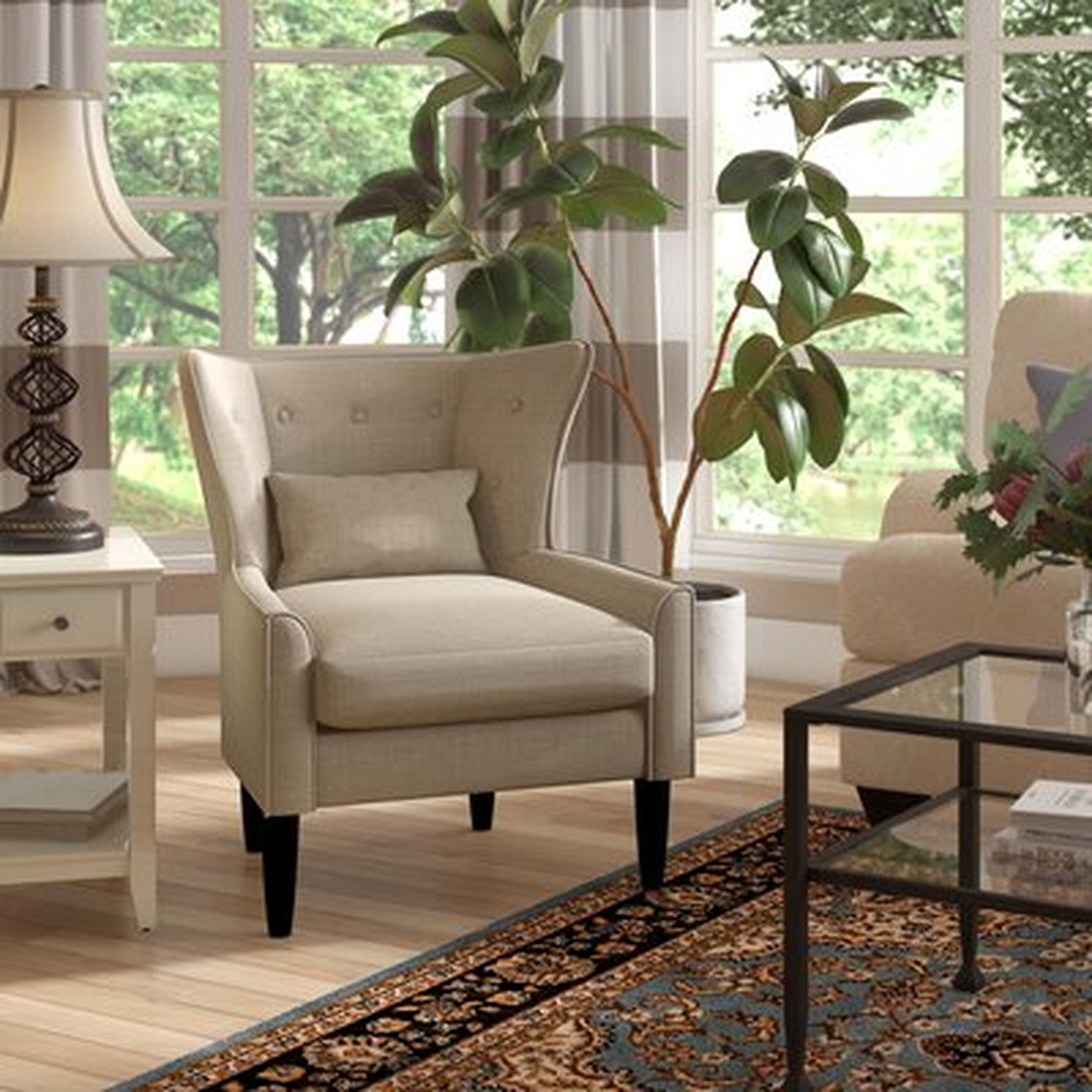 Millett 31.5" Wide Tufted Linen Wingback Chair - Wayfair