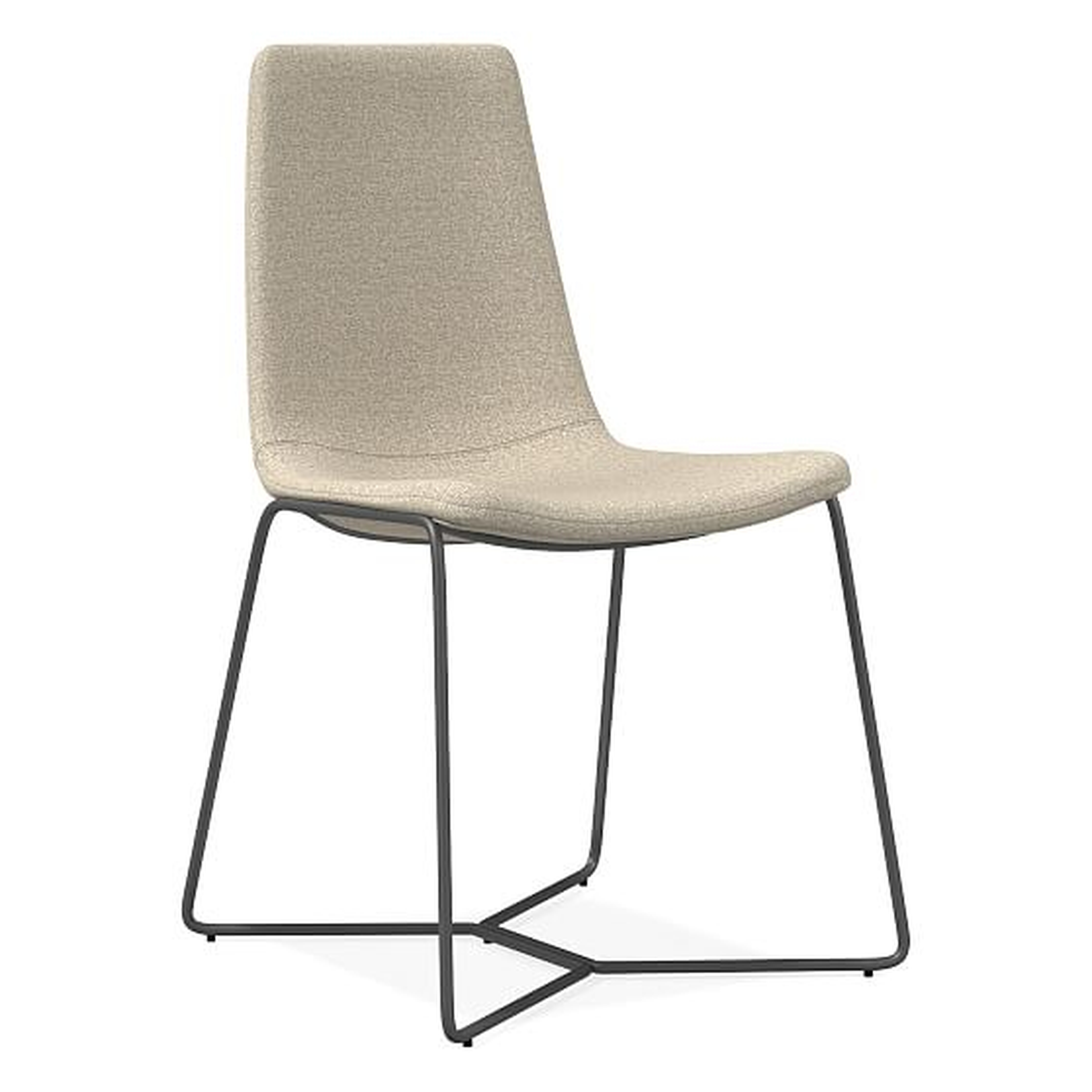 Slope Dining Chair, Chenille Tweed, Silver Gray Charcoal - West Elm