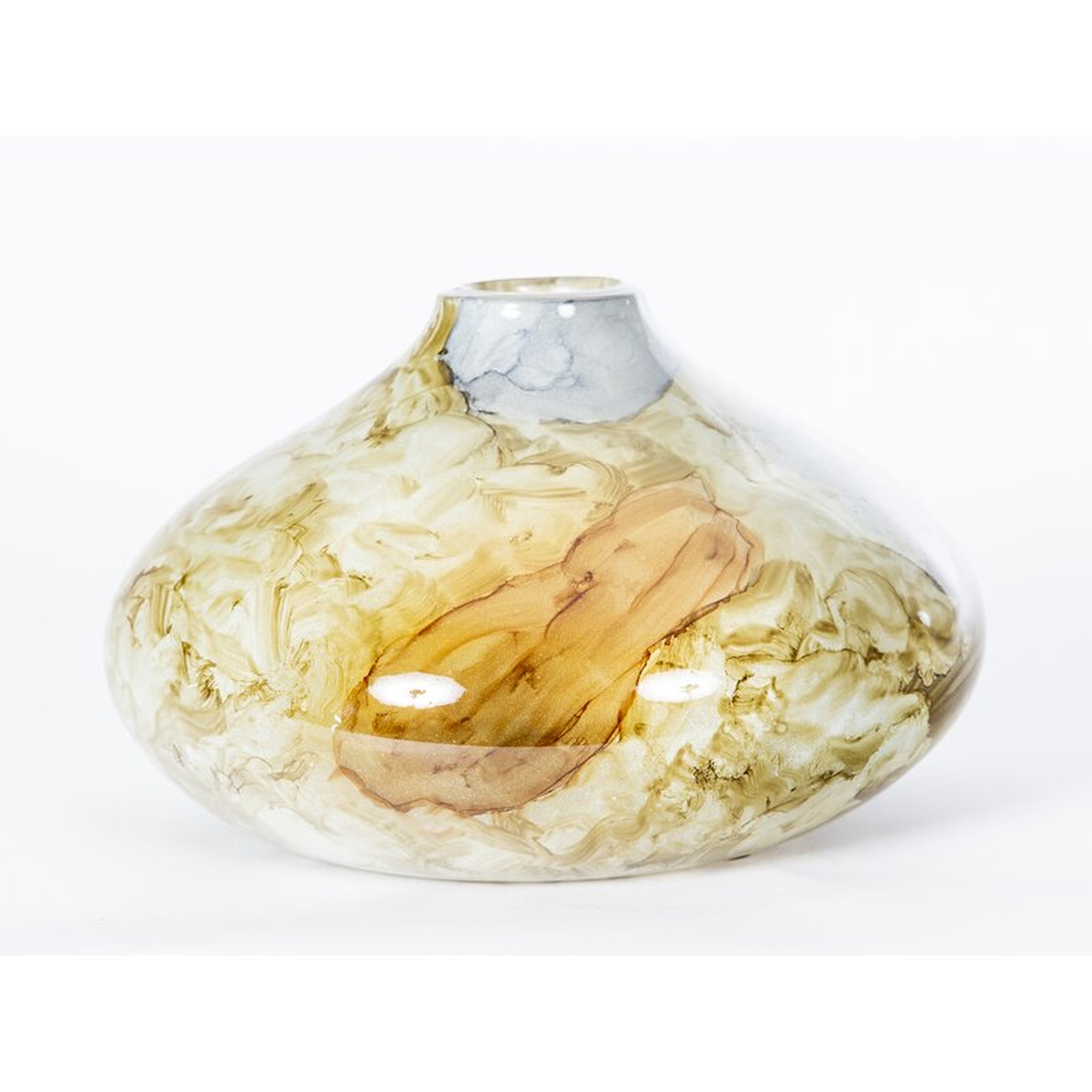 Prima Design Source Abbey Glass Abstract Contemporary Decorative Bowl in Canyon Dusk/Yellow/White - Perigold