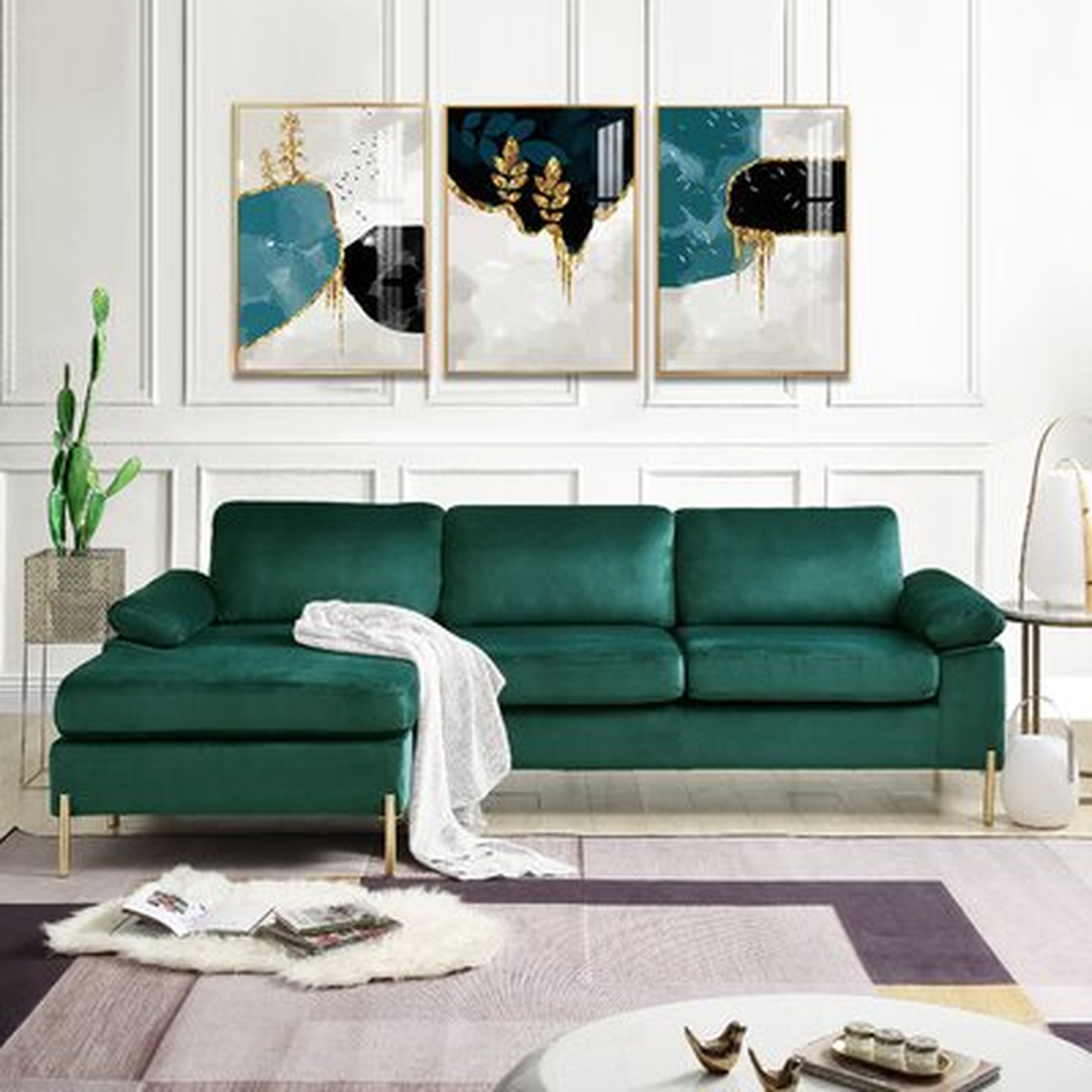 Lian 101" Wide Velvet Reversible Sofa & Chaise - Wayfair