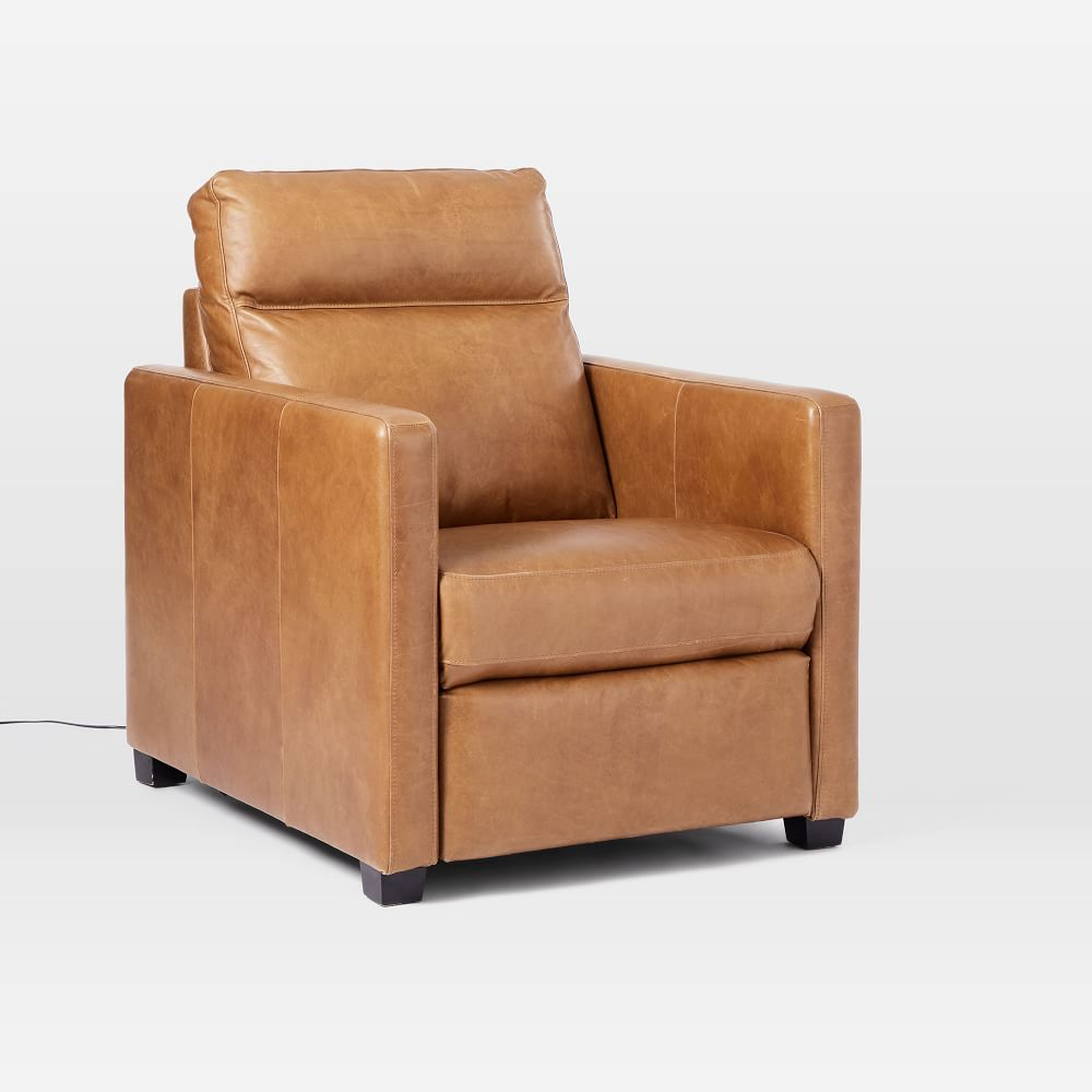 Harris Leather Power Recliner, Saddle Leather, Nut, Chocolate - West Elm