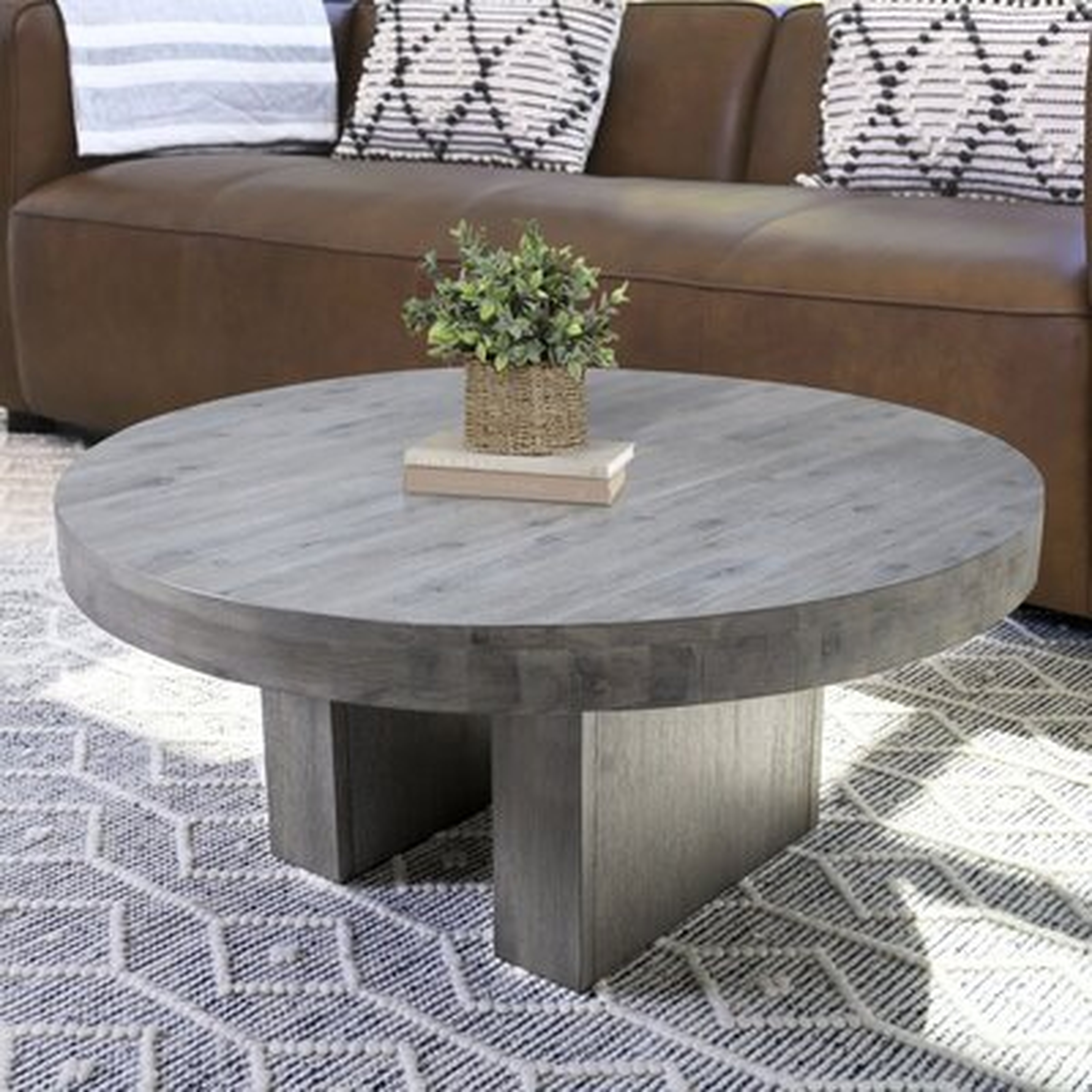 Brunette Solid Wood Pedestal Coffee Table - Wayfair